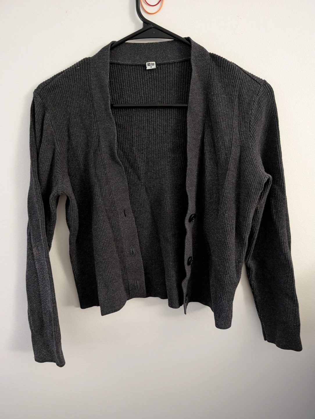 Uniqlo Cozy Ribbed Cardigan Dark Gray Size M