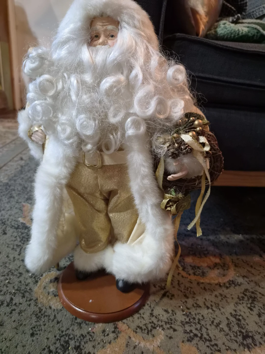 Gold and White Santa santa Figure