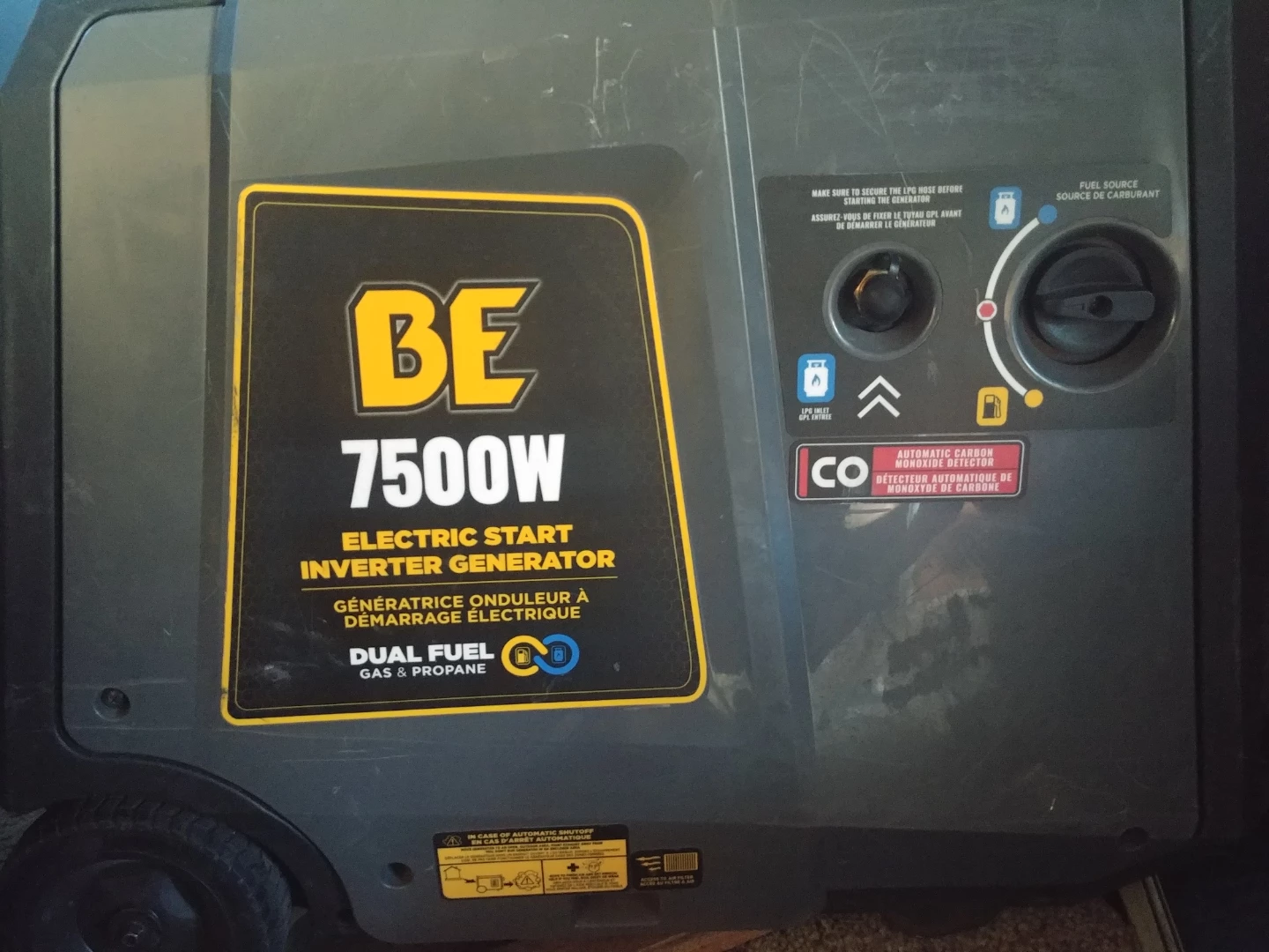 BE 7500W Dual Fuel Inverter Generator