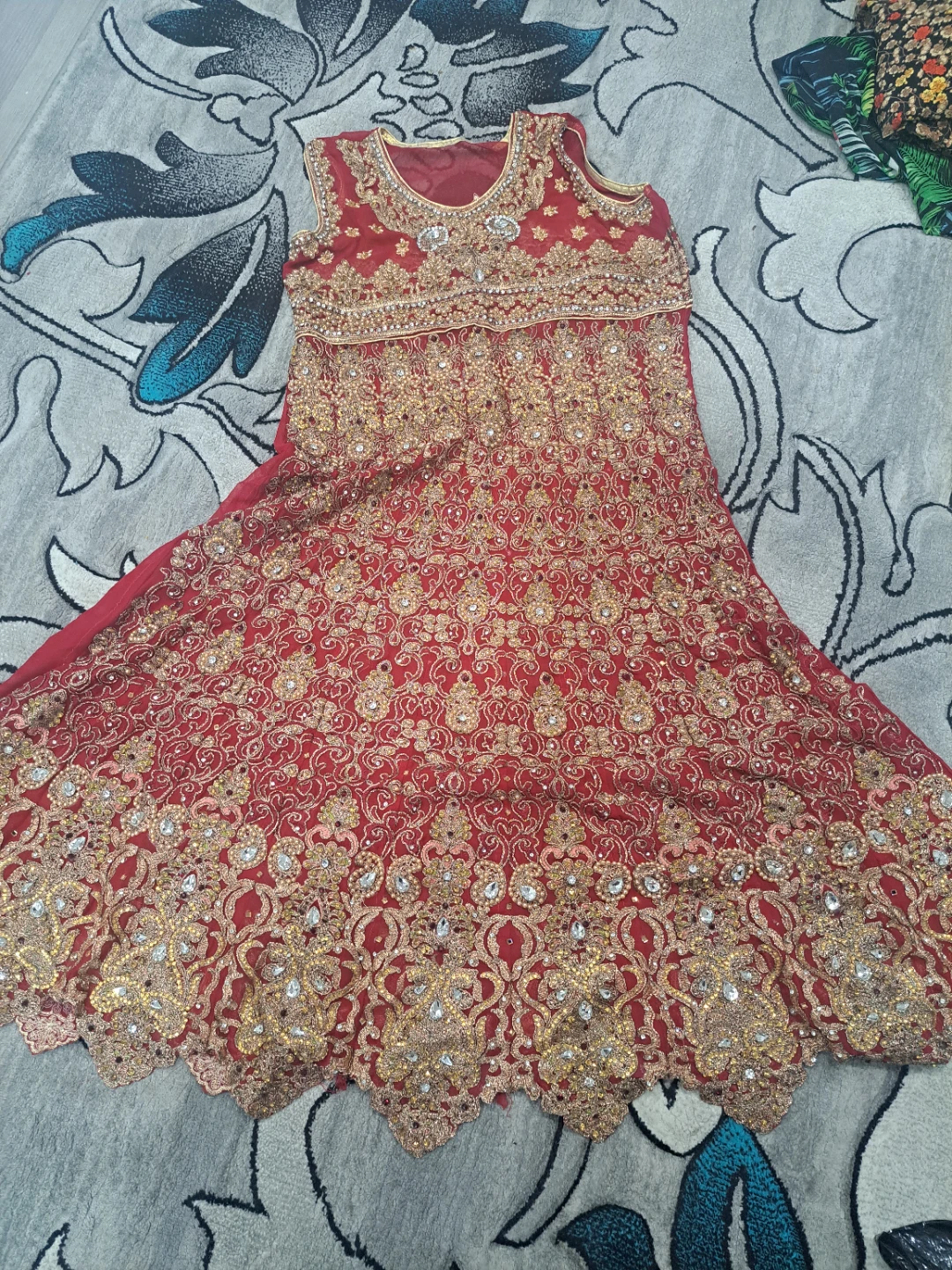Red and Gold Embroidered Traditional Dress