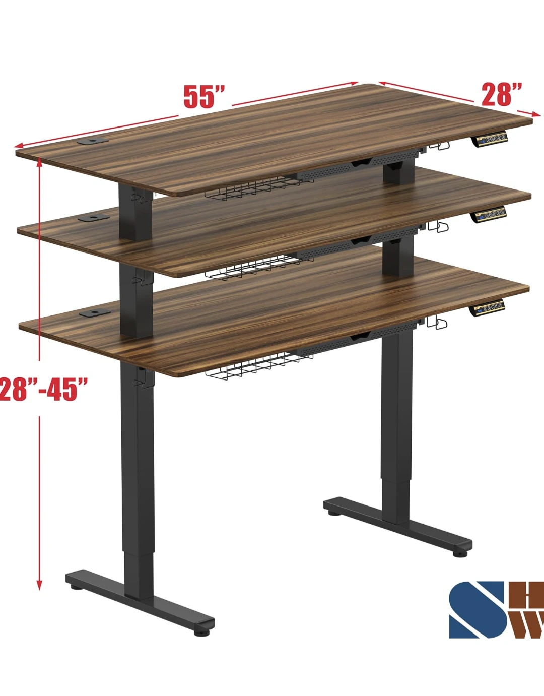 Adjustable Standing Desk with Drawer, 55 inch