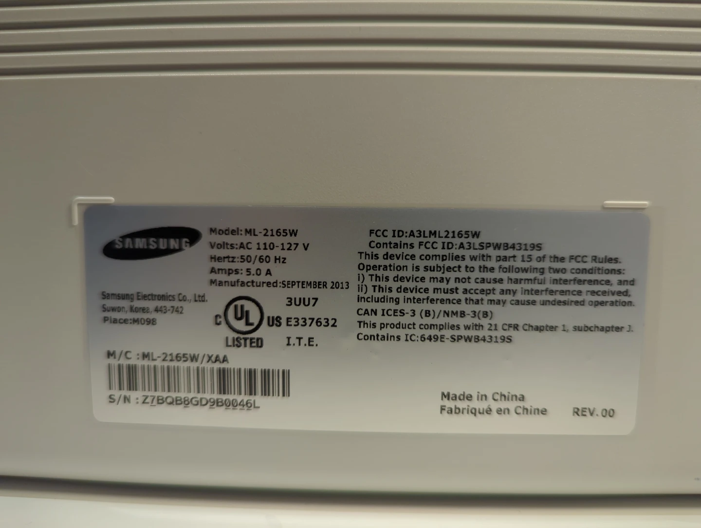 Samsung ML-2165W Laser Printer - photo 3