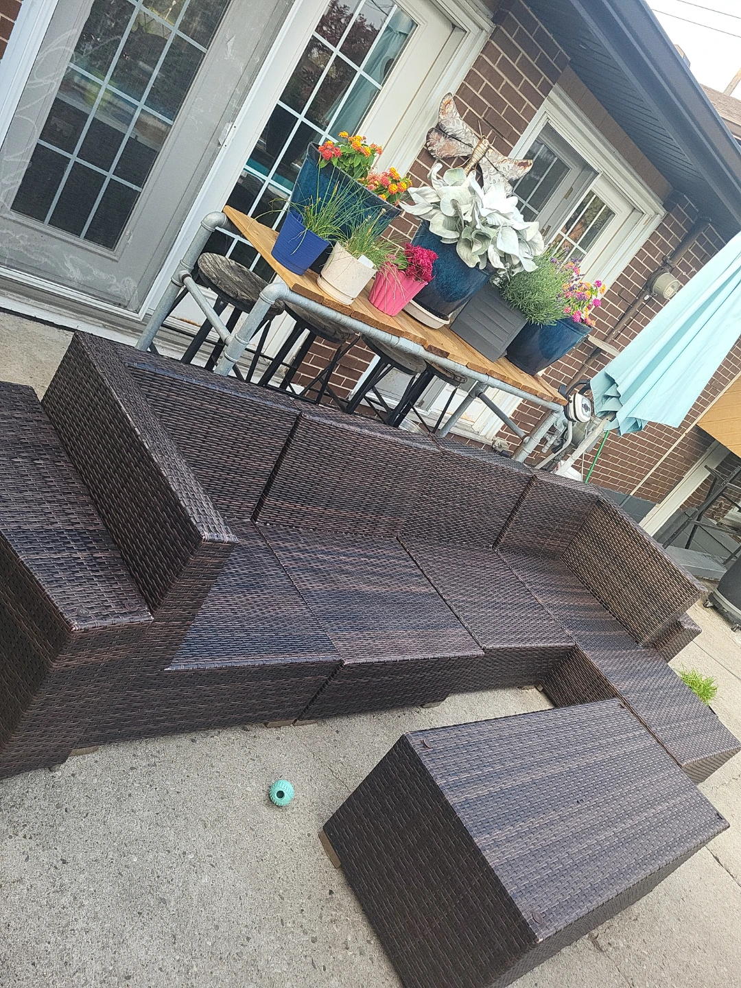 Wicker Outdoor Sectional Sofa with Coffee Table - photo 2