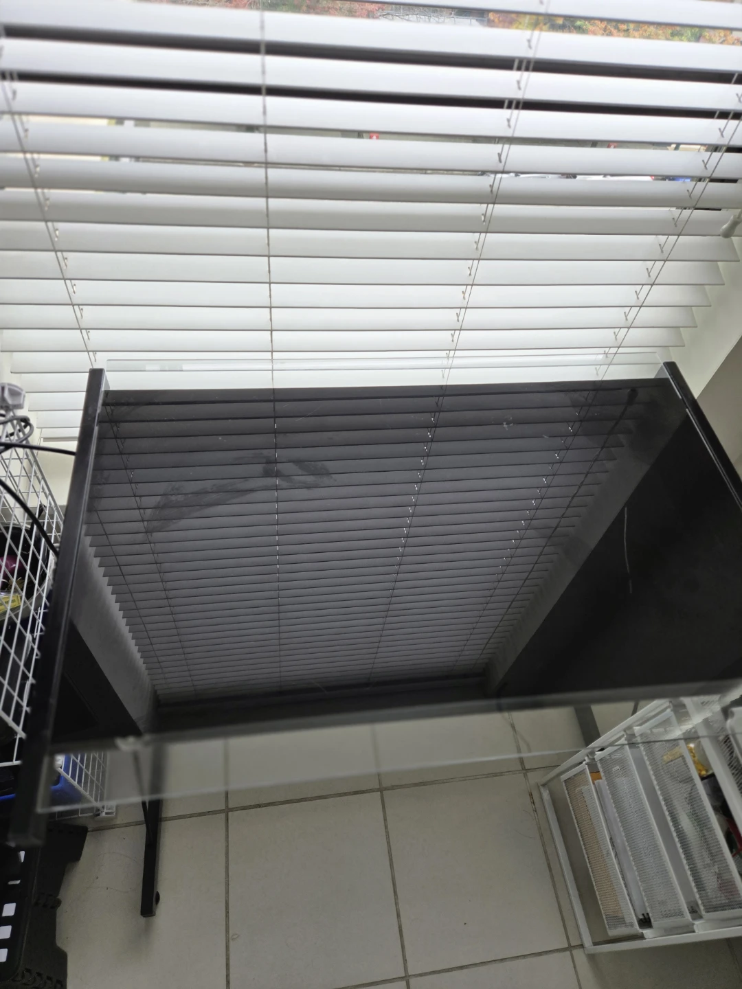 Glass top desk with black metal frame - PICKUP only - photo 2