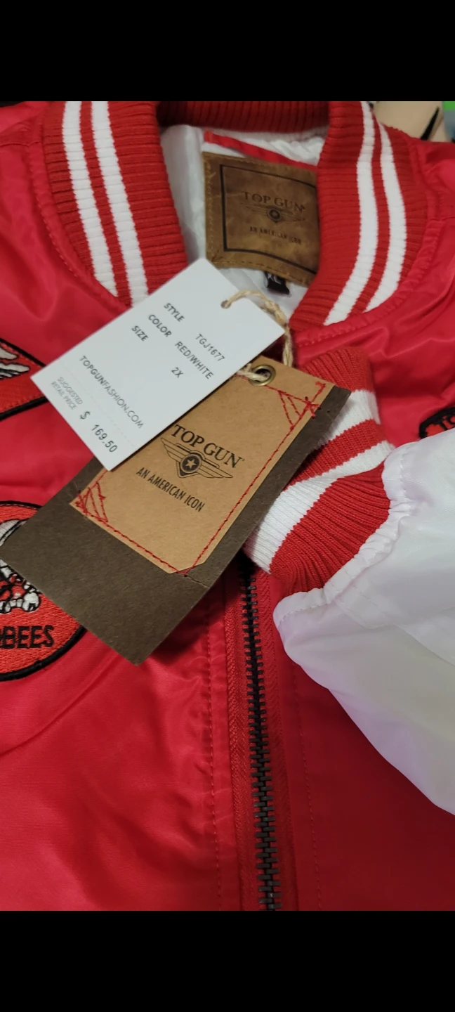 Top Gun Bomber Jacket Red and White Size XL Kids - photo 5