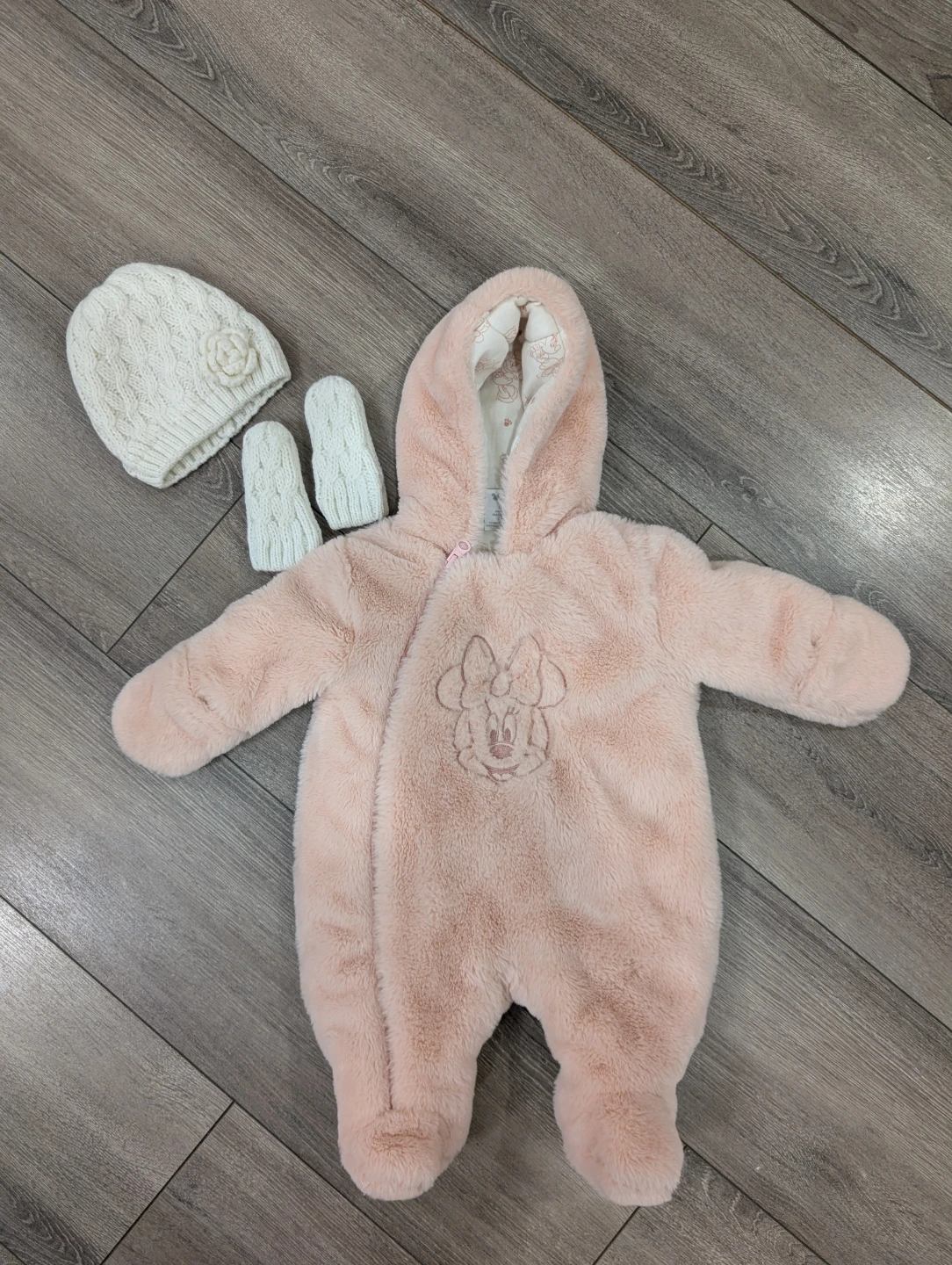 Disney Baby Minnie Mouse Faux Fur Bunting Suit 0-3M