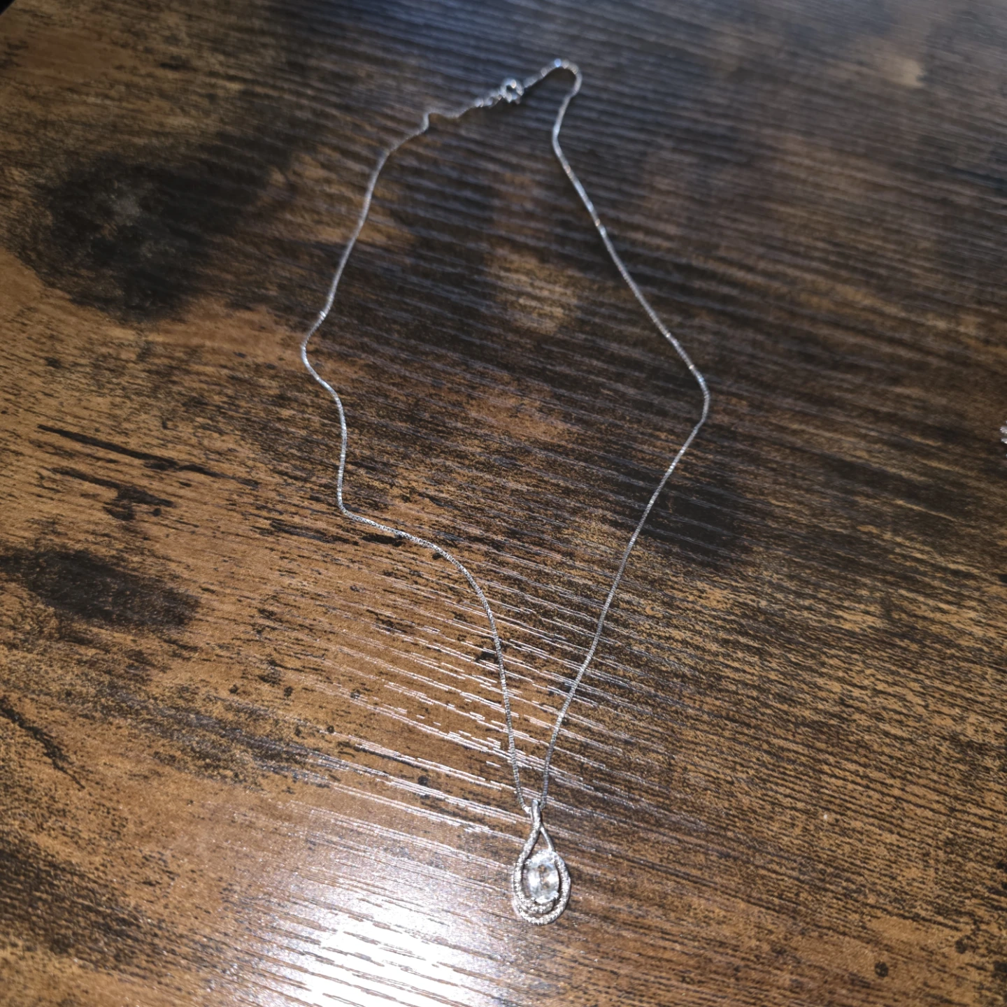 Silver teardrop necklace with stone pendant - photo 2