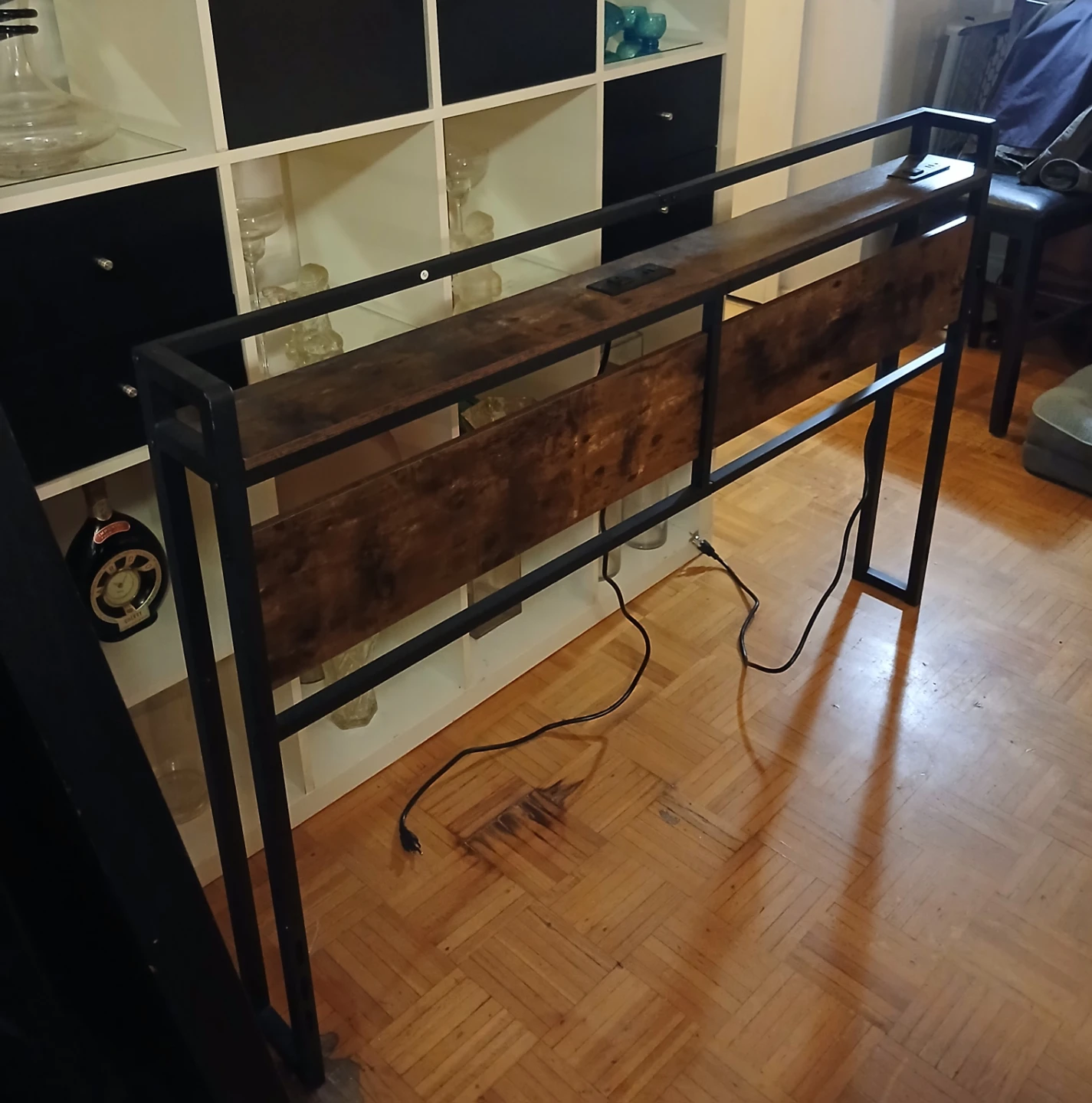 Industrial Narrow Console Table with Power Outlet