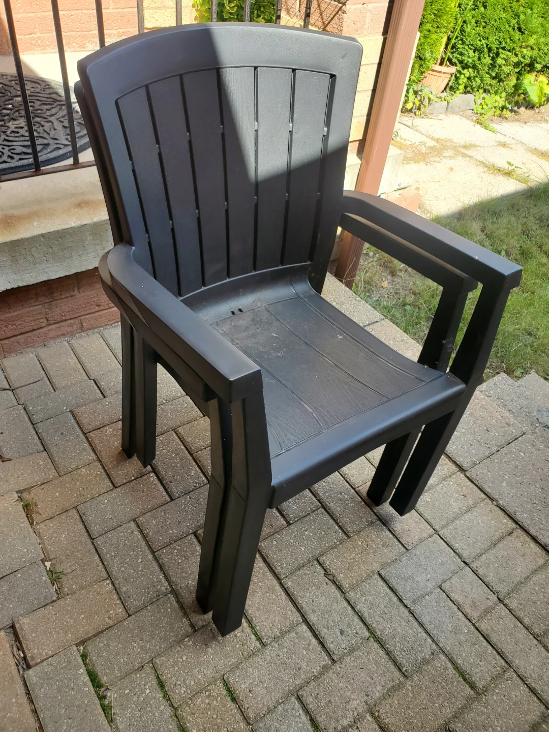Set of 2 Black Outdoor Patio Chairs - photo 2