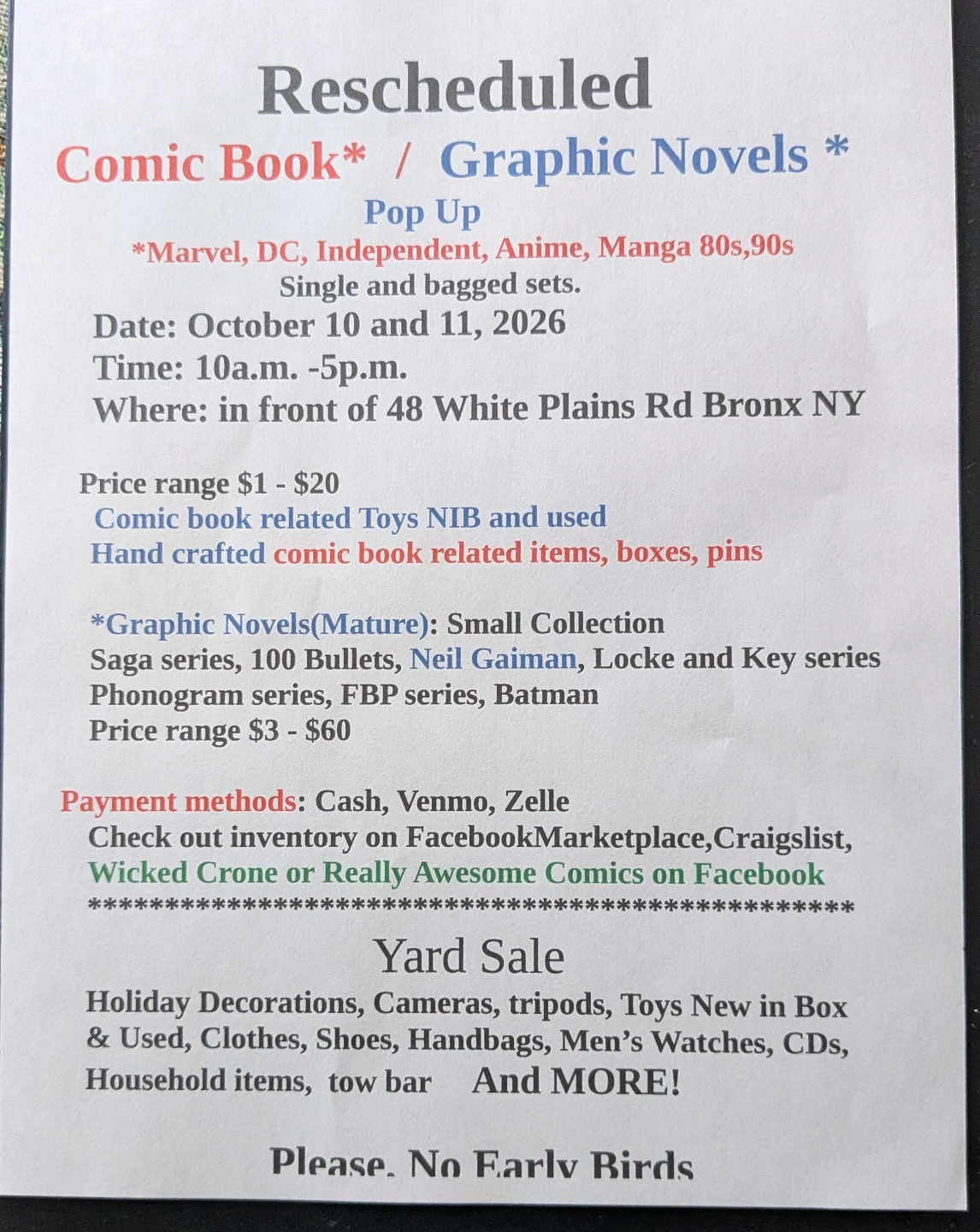 Yard sale and comic books Rescheduled - photo 2