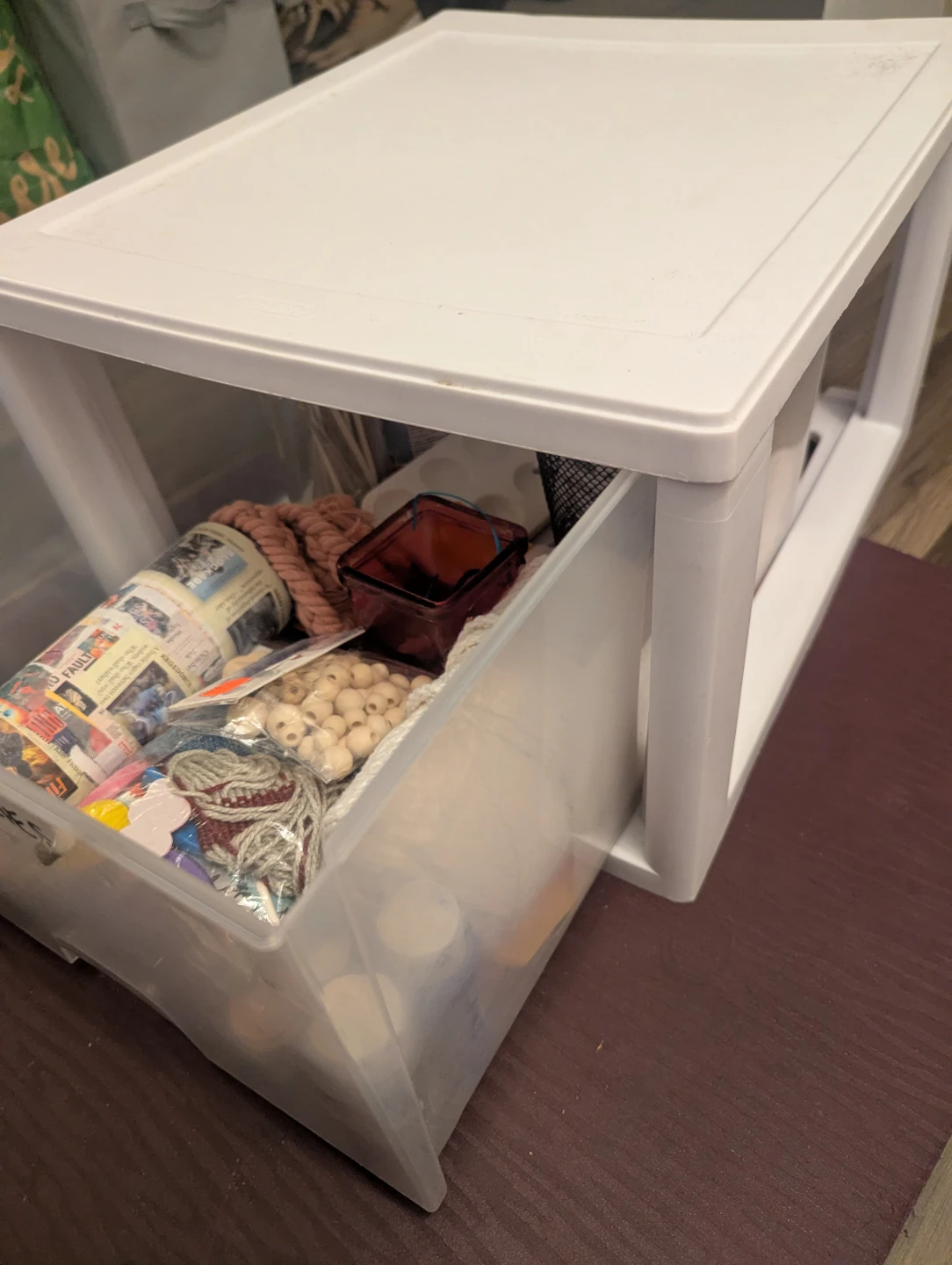 Plastic Drawer Organizer with Assorted Art Supplies