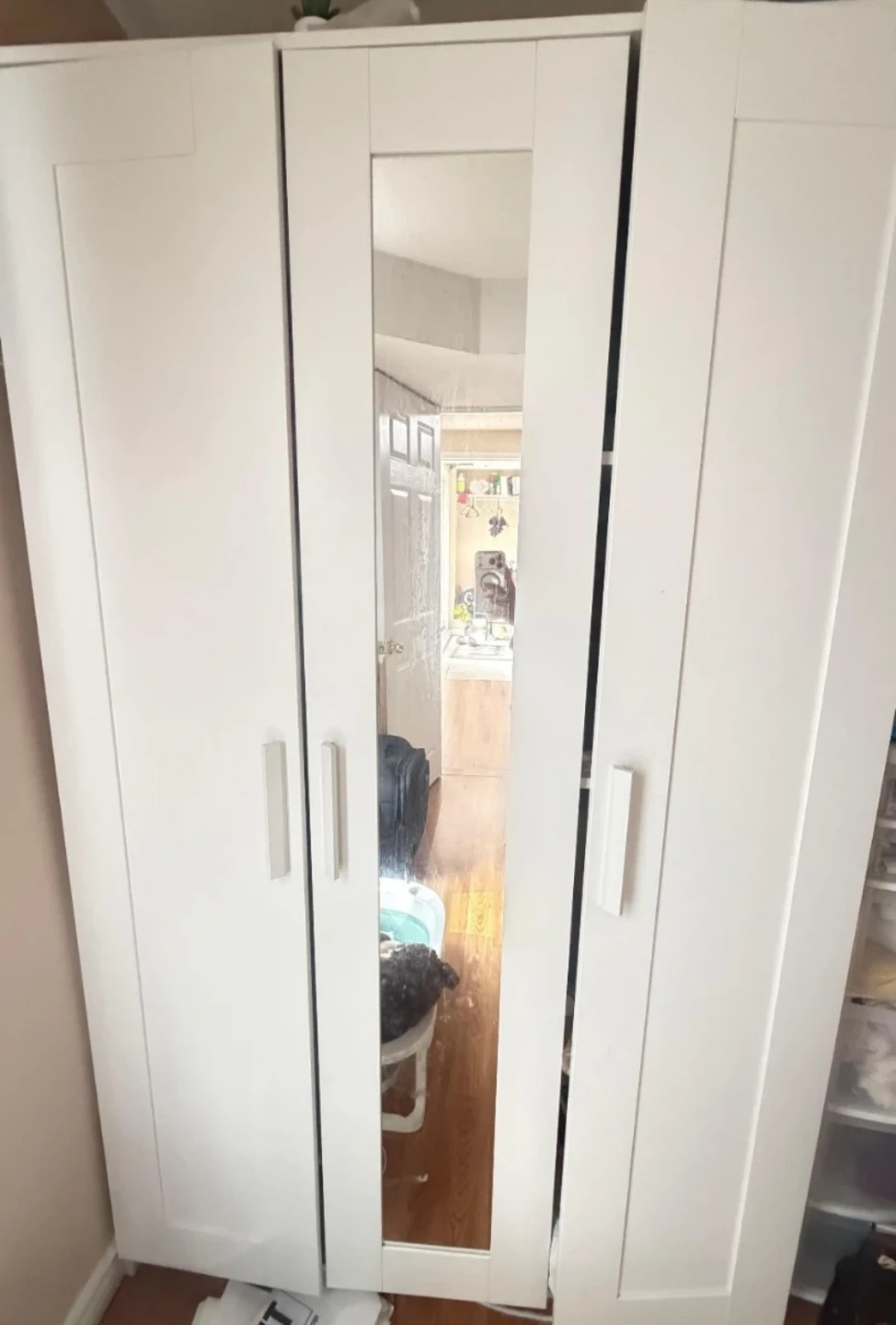 IKEA White Wardrobe with Mirrored Door
