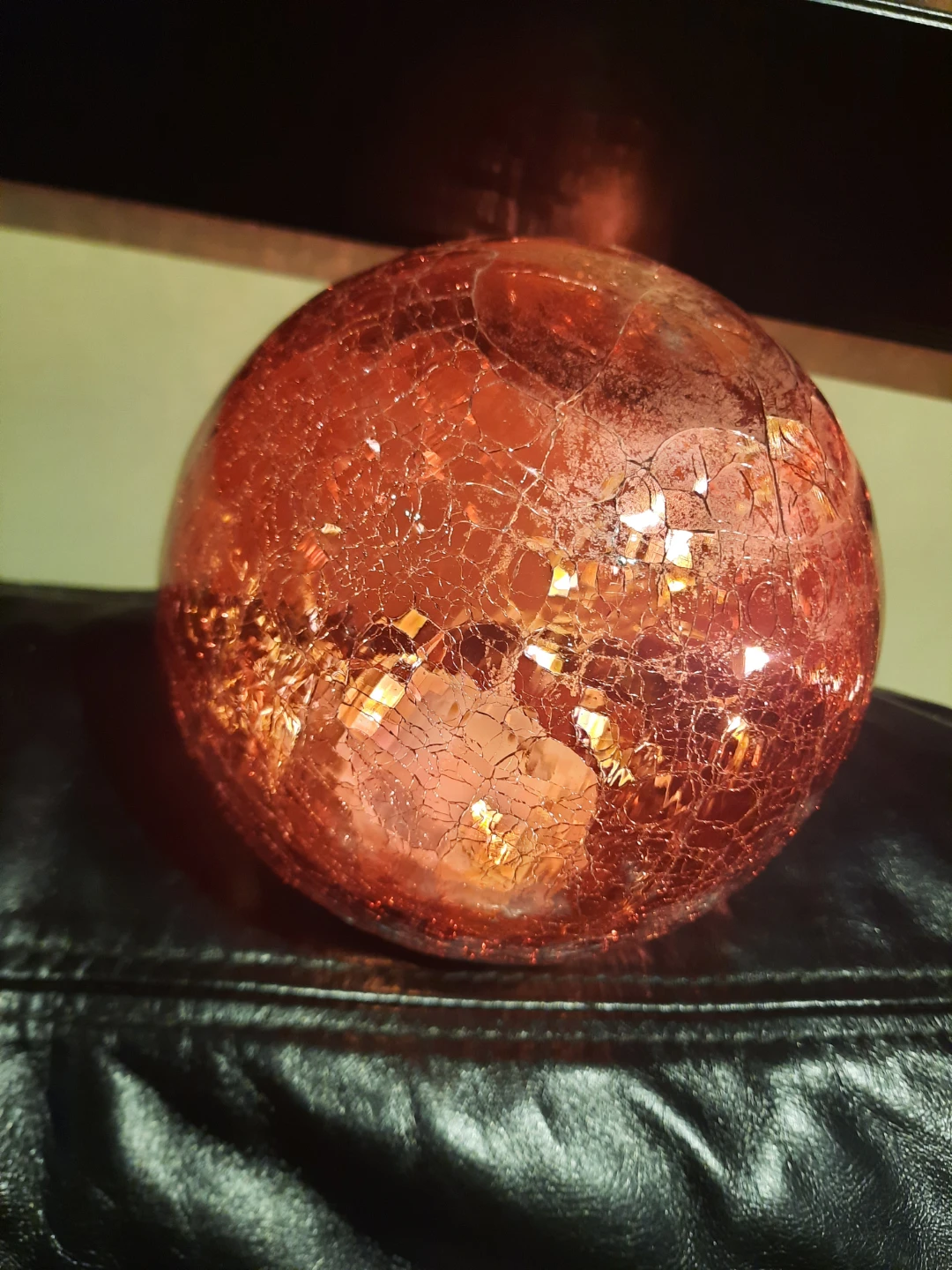 Red Crackle Glass LED Globe Decorative