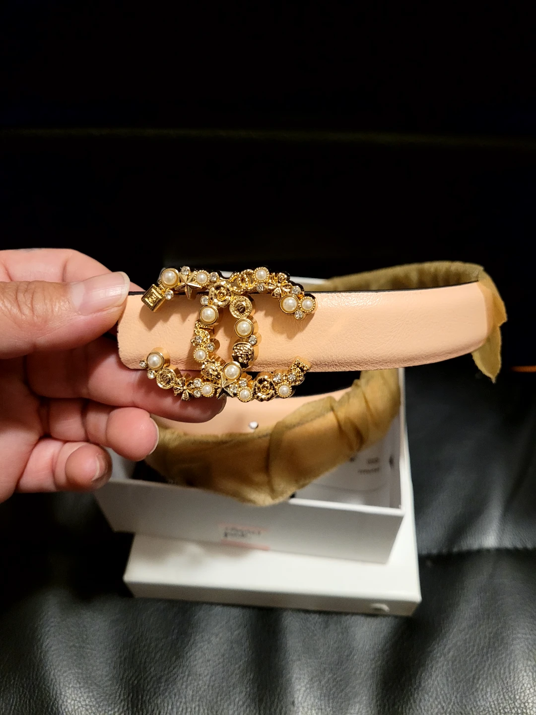 Chanel Belt with Pearl and Crystal Logo
