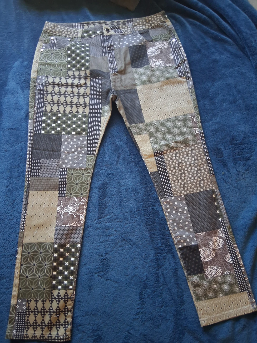 Patchwork Pattern Casual Pants