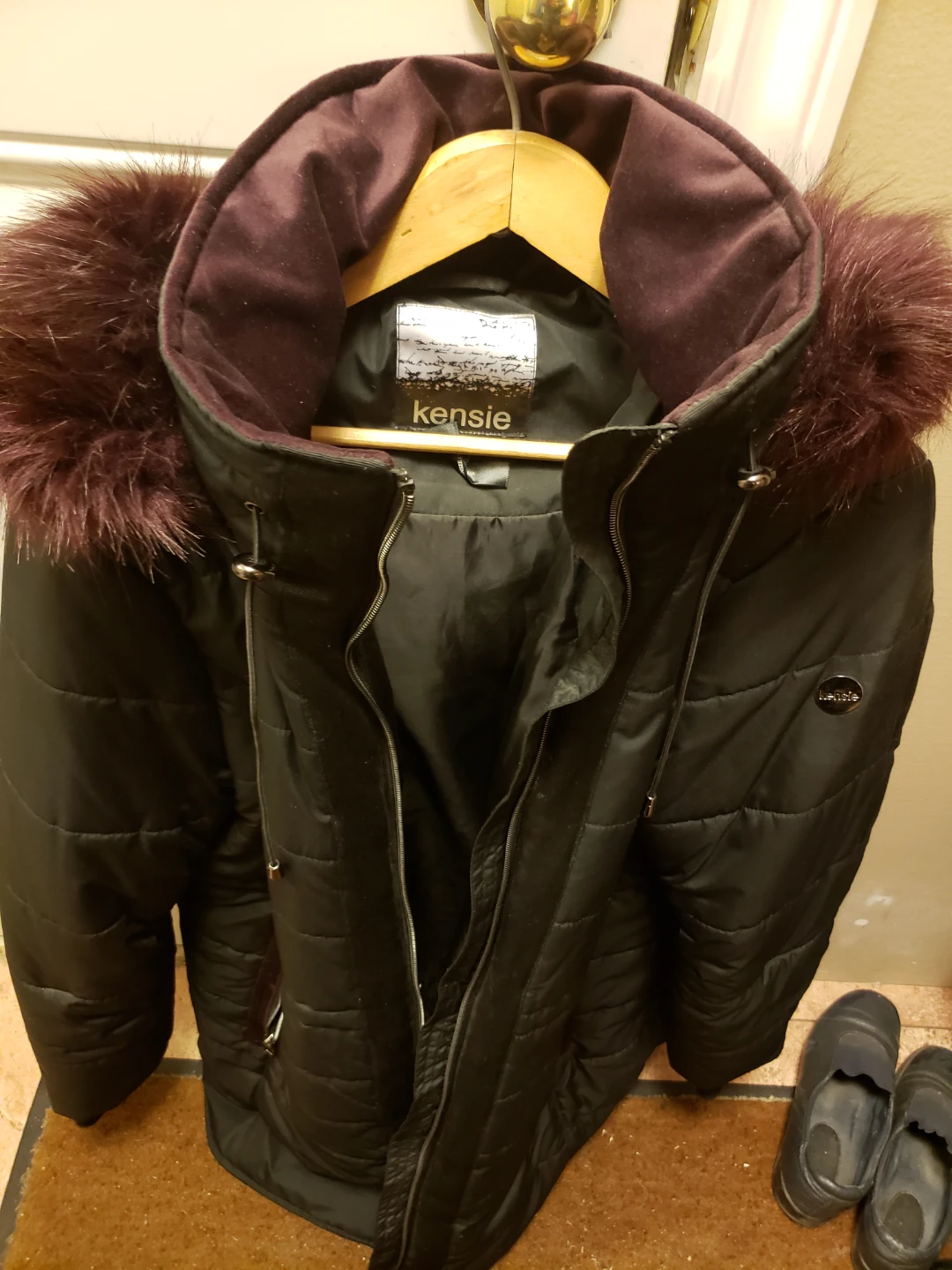 Kensie Black Winter Jacket with Faux Fur Hood - photo 4