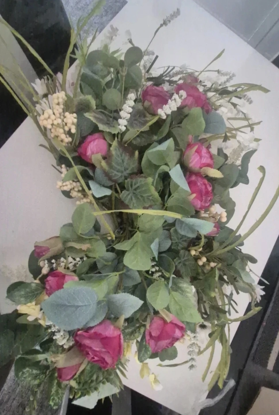 Artificial Floral Swag with Roses and Greenery - photo 2