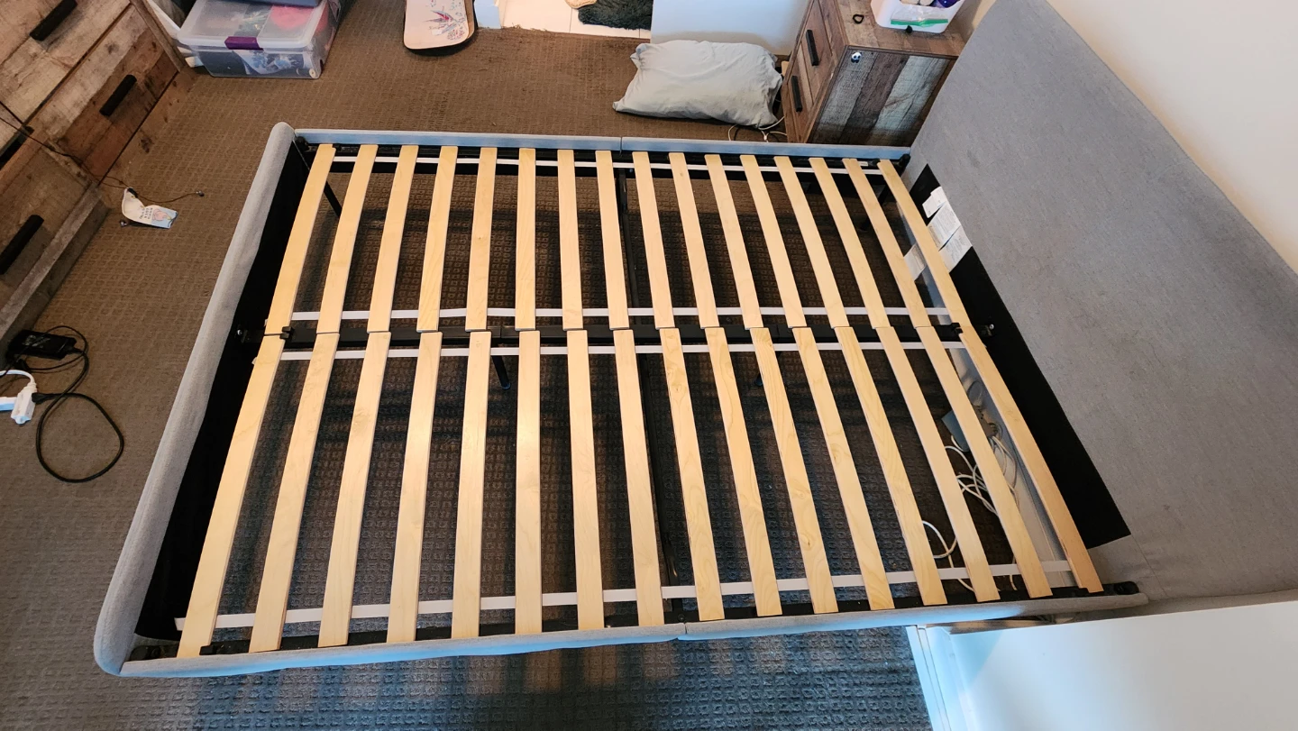 SLATTUM Full/Double Gray Upholstered bed frame - photo 2