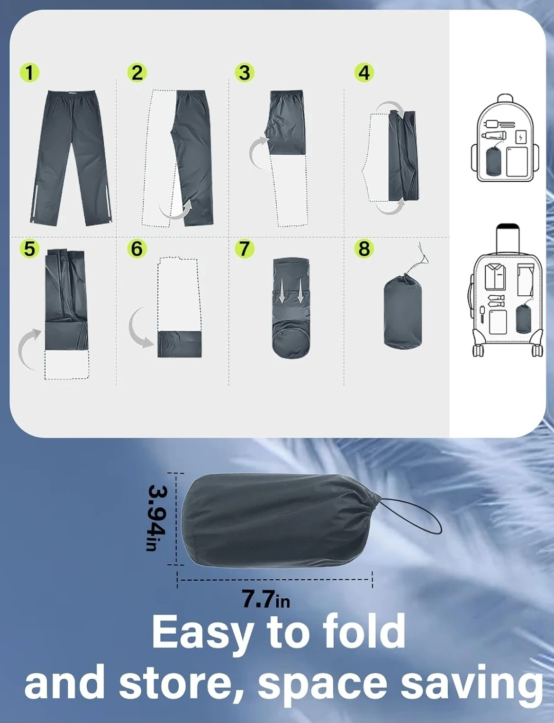 Waterproof Travel Rain Pants Large - photo 5
