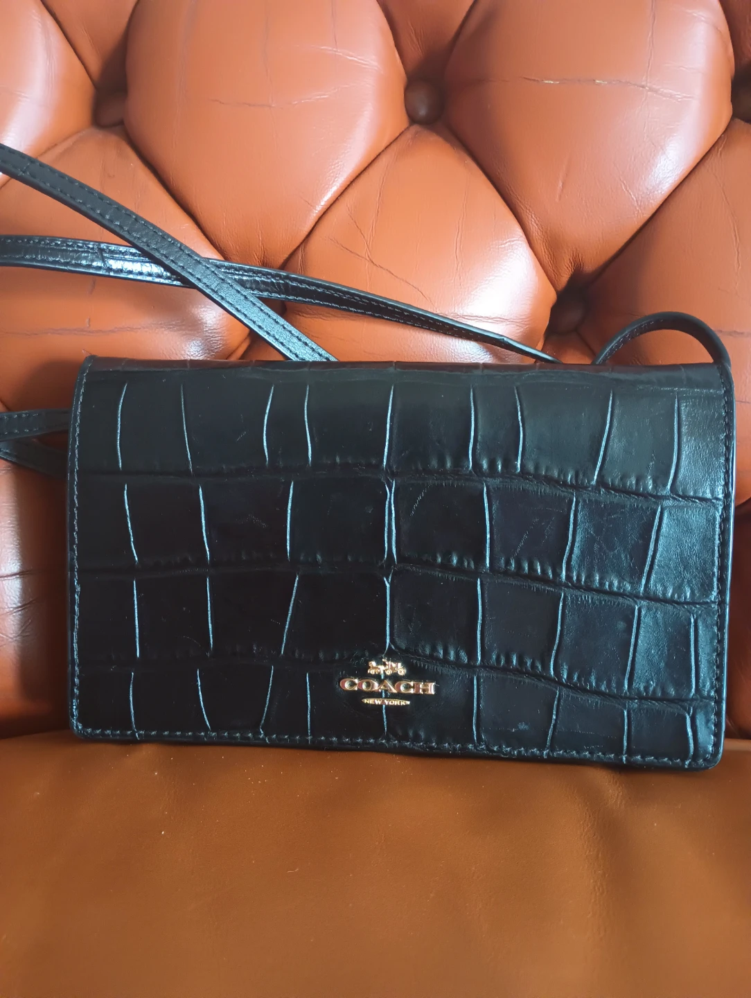 Coach Black Crocodile Embossed Crossbody Bag - photo 4