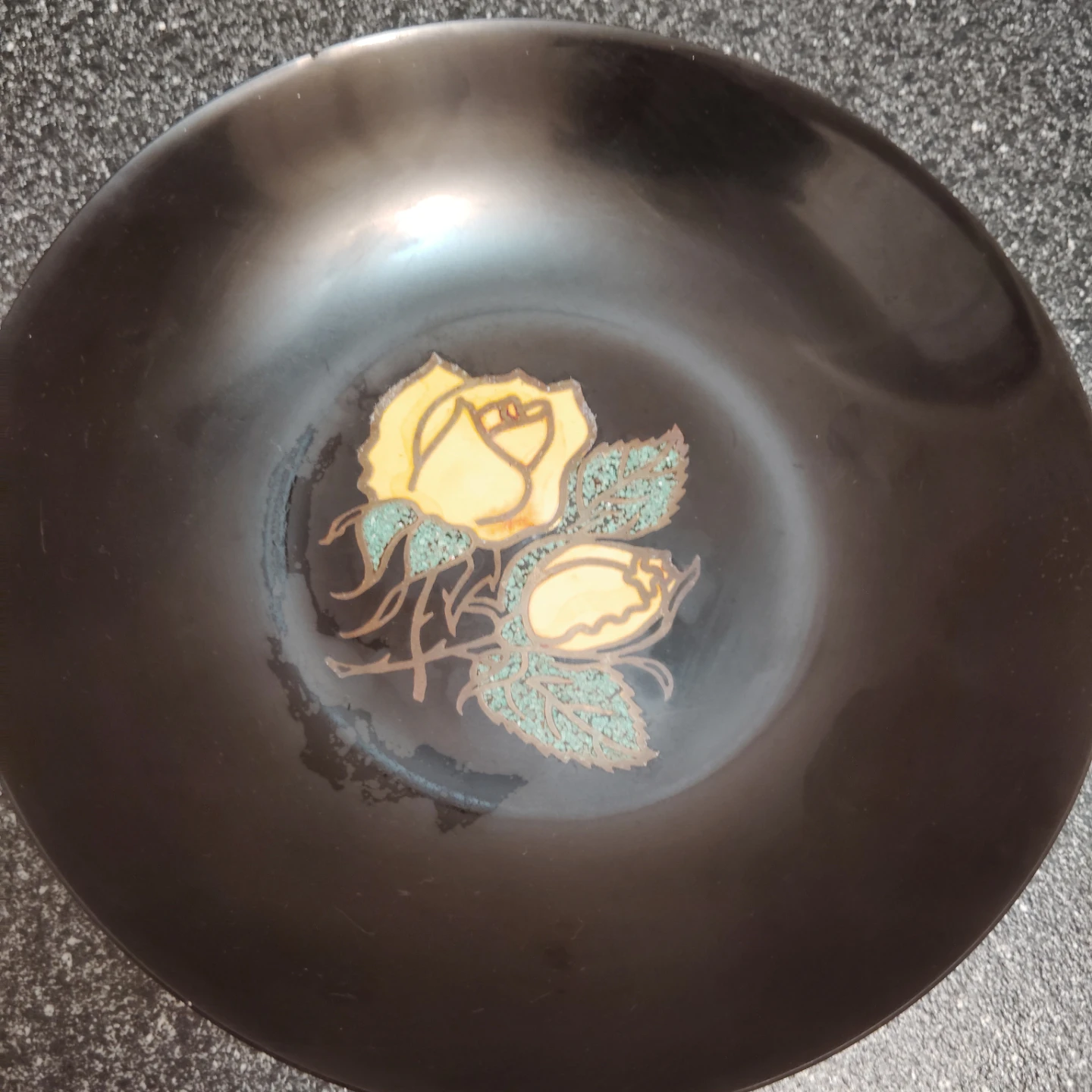 Couroc of Monterey Black Phenolic Rose Serving Bowl - photo 2