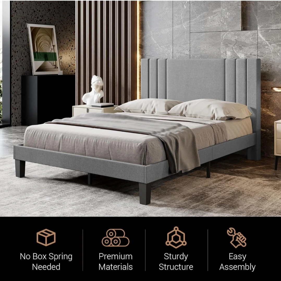 Full Size Upholstered Platform Bed Frame - photo 3