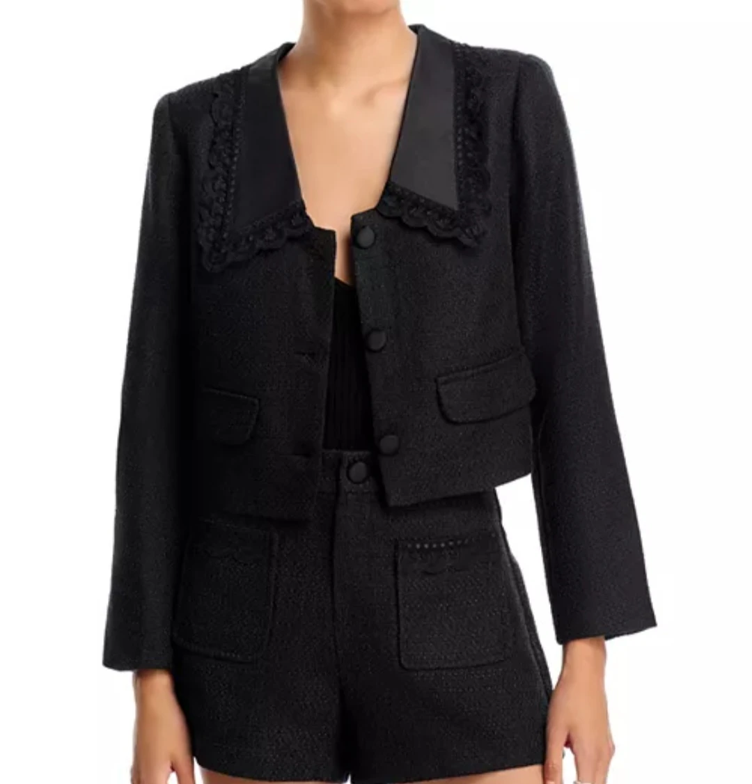 Bloomingdale's AQUA Black Tweed Jacket Size M