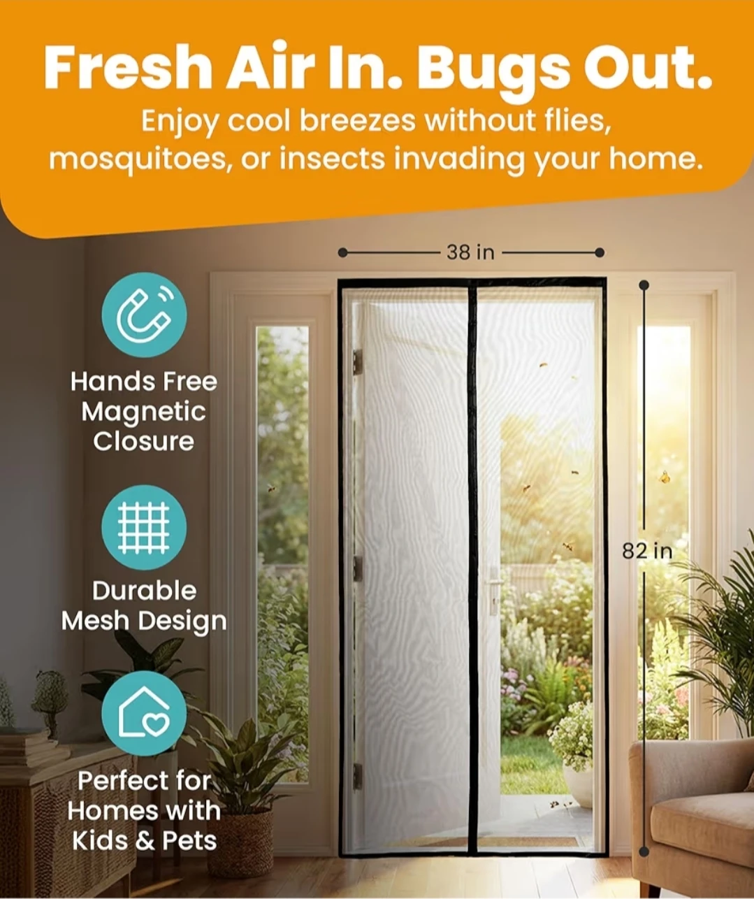 New Flux Magnetic Screen Door 38" x 82"