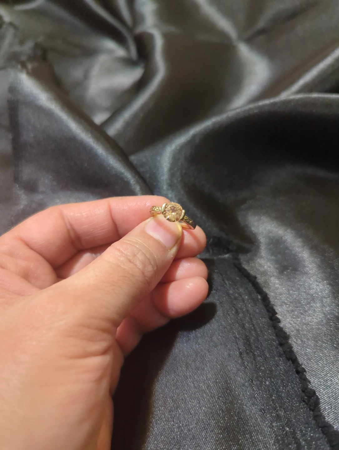 Gold-tone solitaire ring