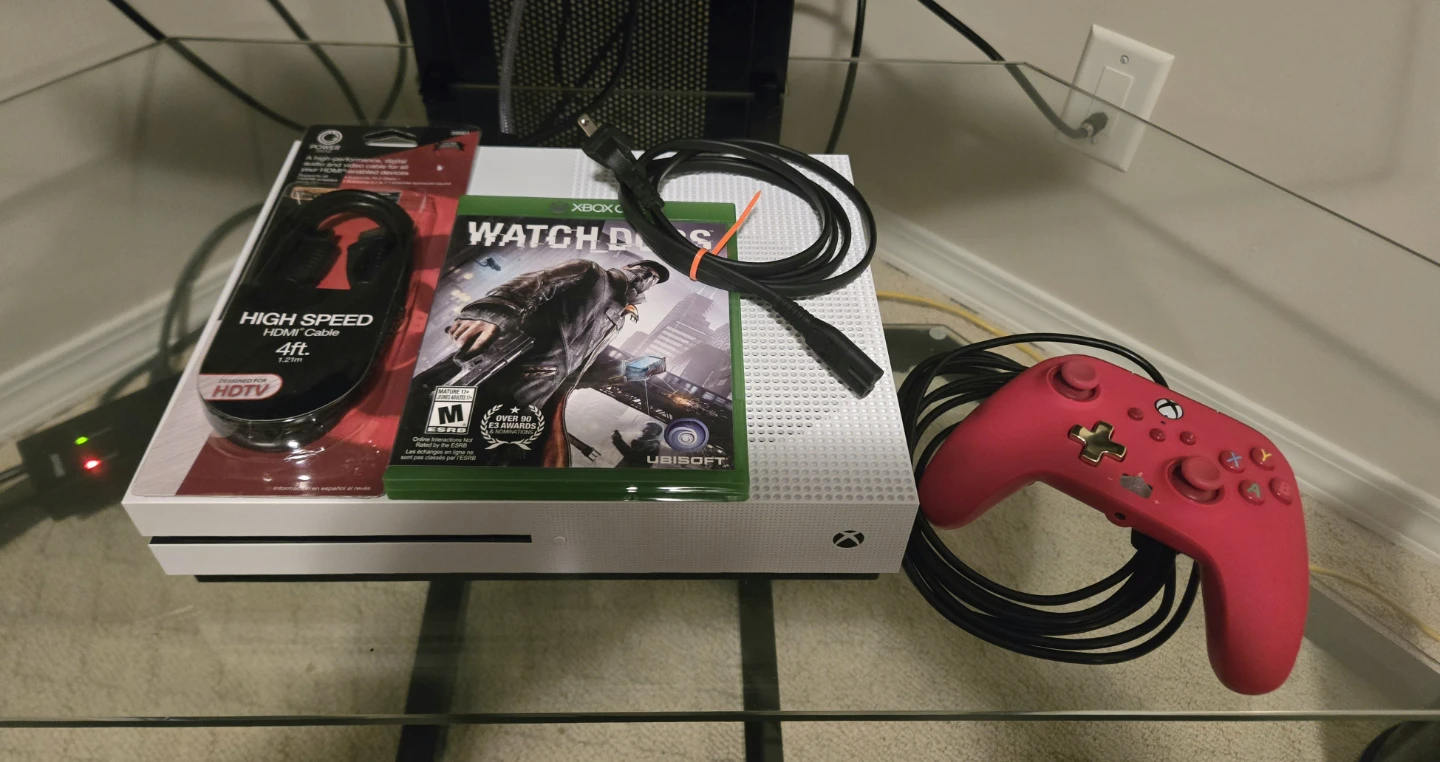 Xbox One S 500GB Bundle | Red PDP Controller | Watch Dogs