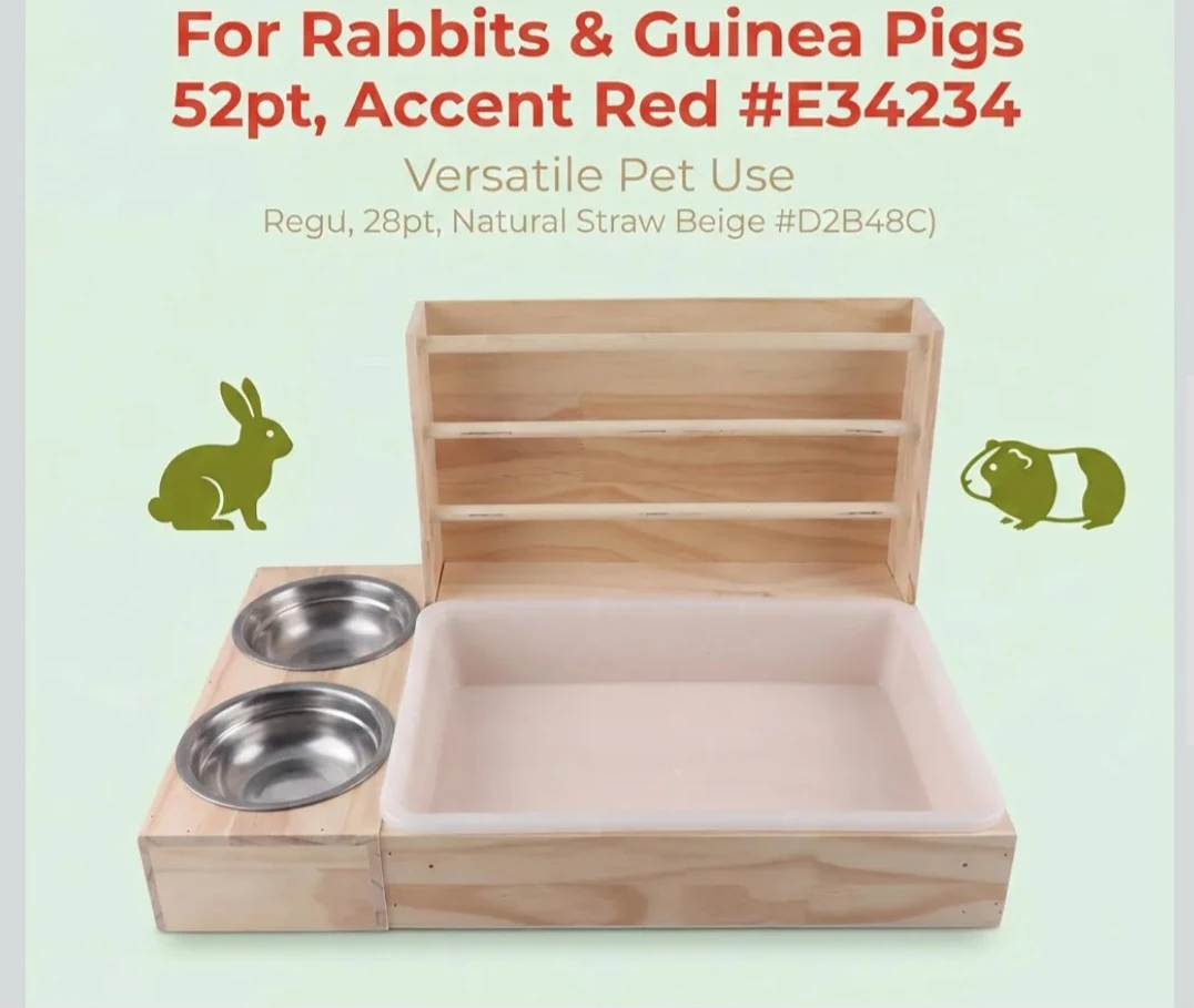 3-in-1 Wooden Pet Hay Feeder, Litter Box, and Bowls - photo 2