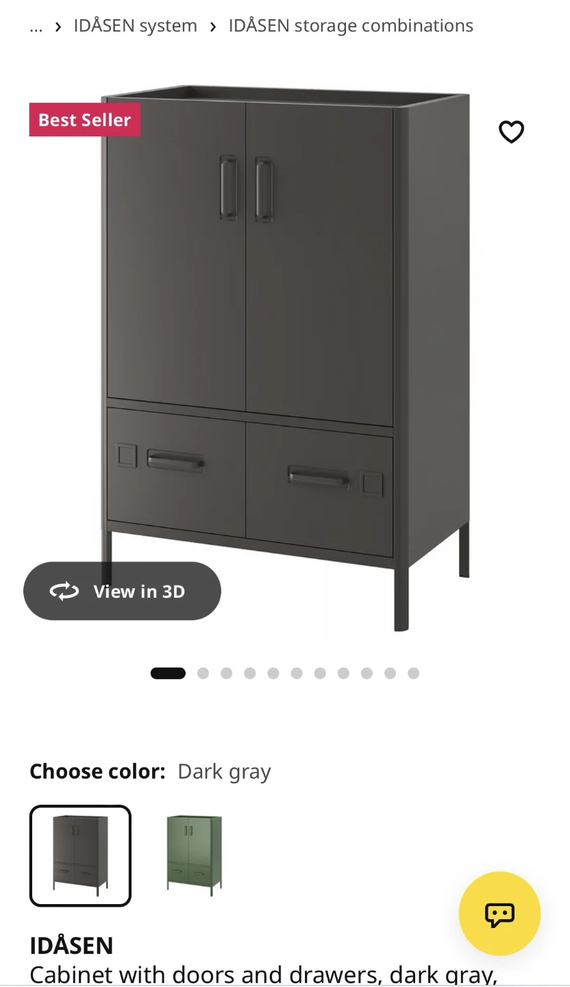 IKEA Idasen Grey Metal Storage Cabinet with Drawers