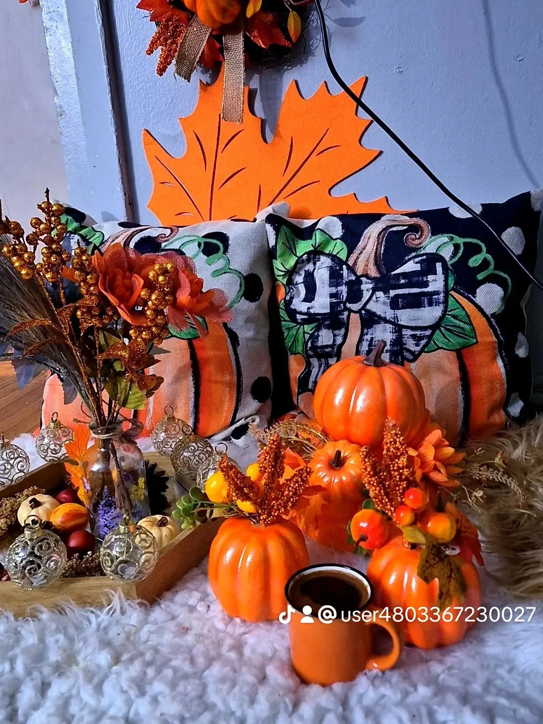 Fall pumpkin decor cushions