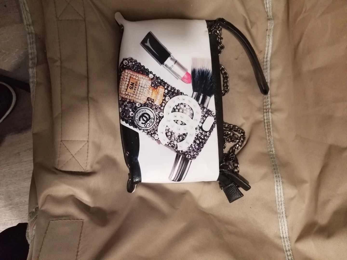Small Chain Handbag with Makeup Print - photo 2