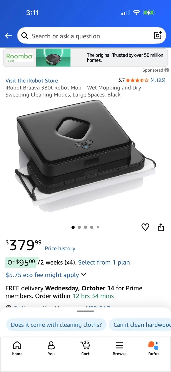 iRobot Braava 380t Robot Mop