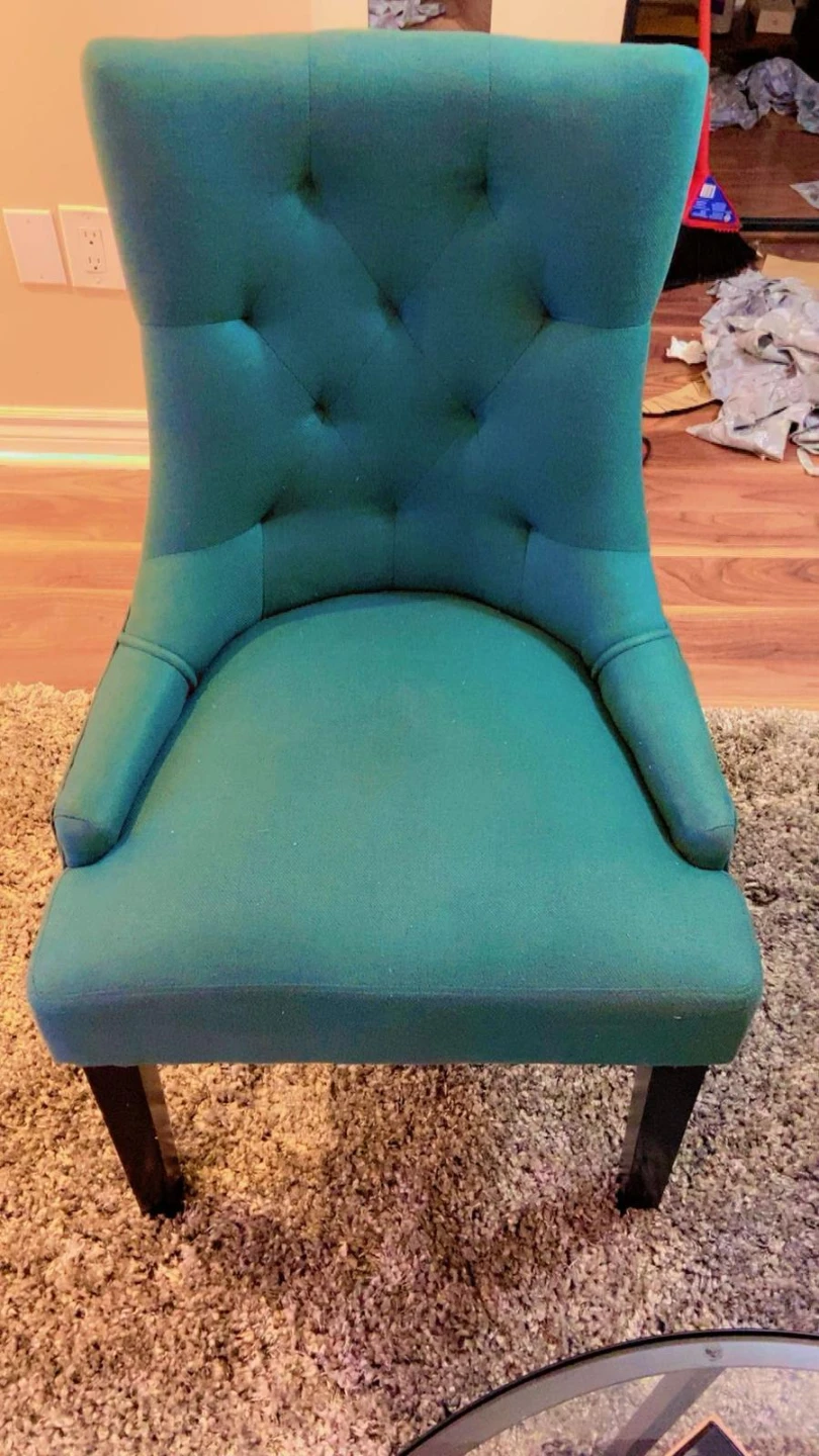 Teal Fabric Tufted Accent Chair