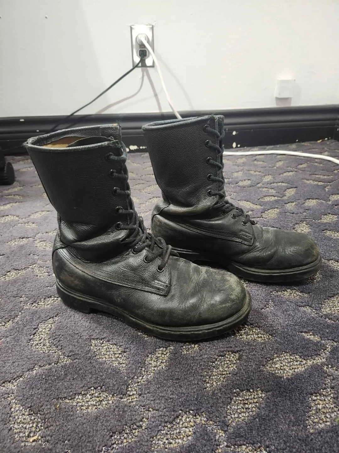 Black Leather Military Boots