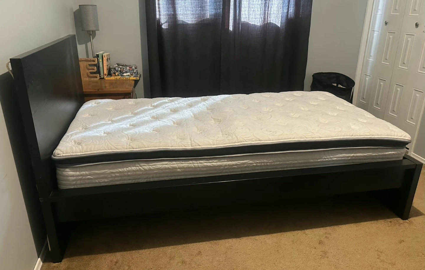 IKEA MALM Twin Bed Frame with 10in. Pillowtop Mattress. Like New