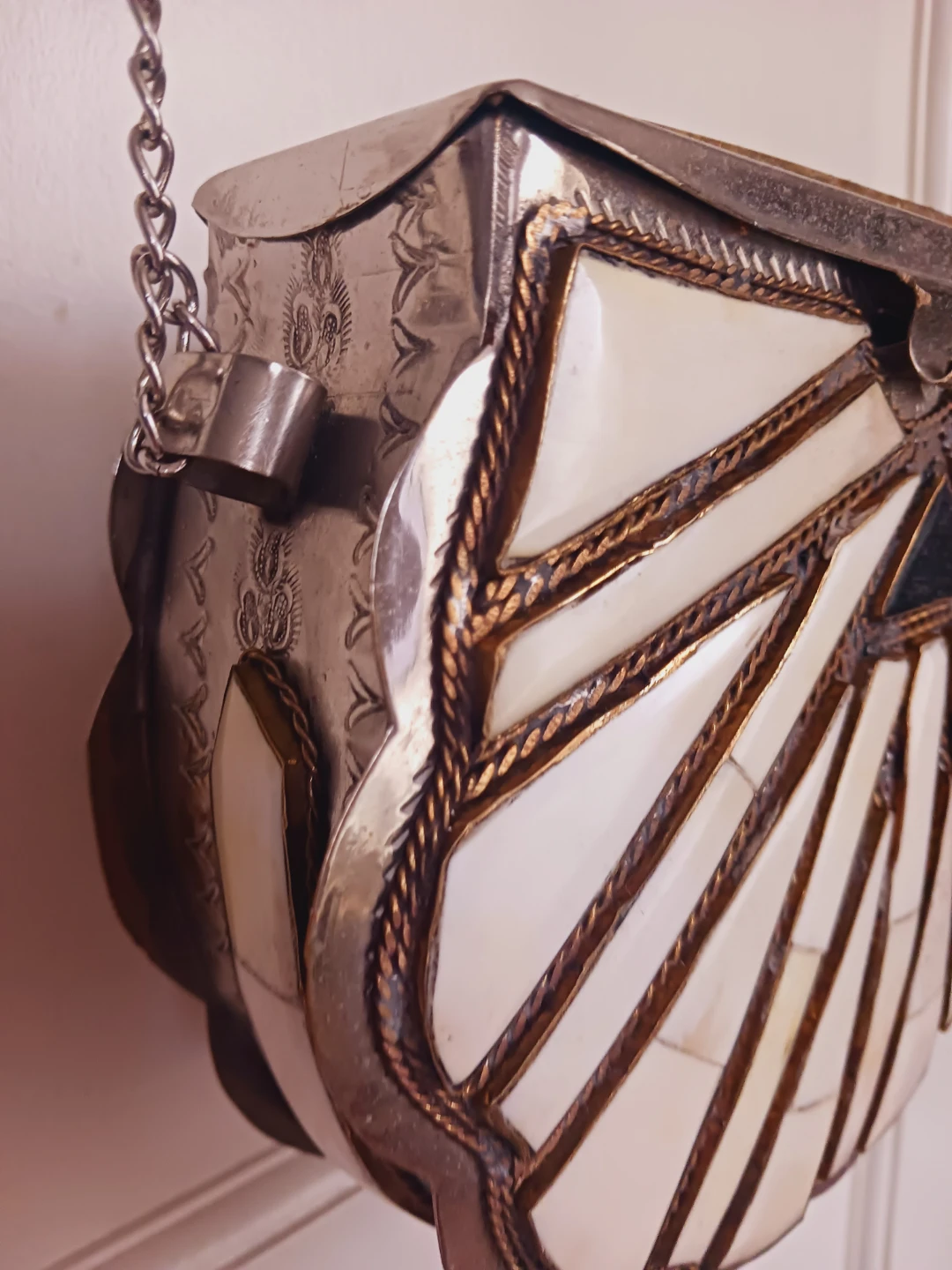 Luxurious Morrocan Mosaic Stone Inlaid Metal Purse - photo 3