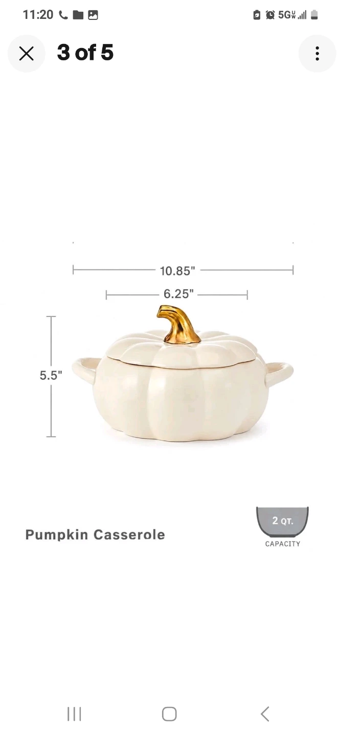 Pfaltzgraff White Pumpkin Casserole Dish - photo 5