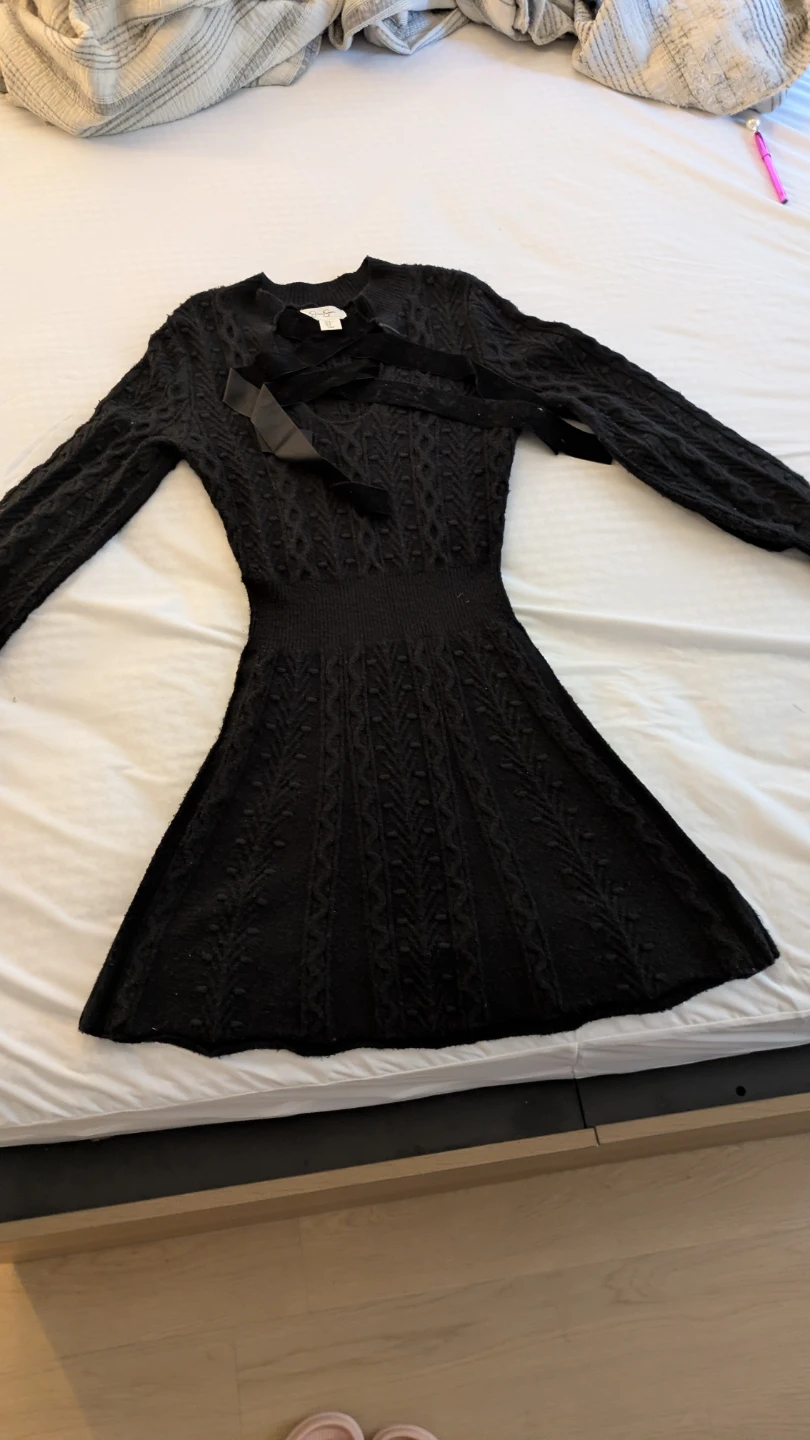 Jessica Simpson Black Cable Knit Dress