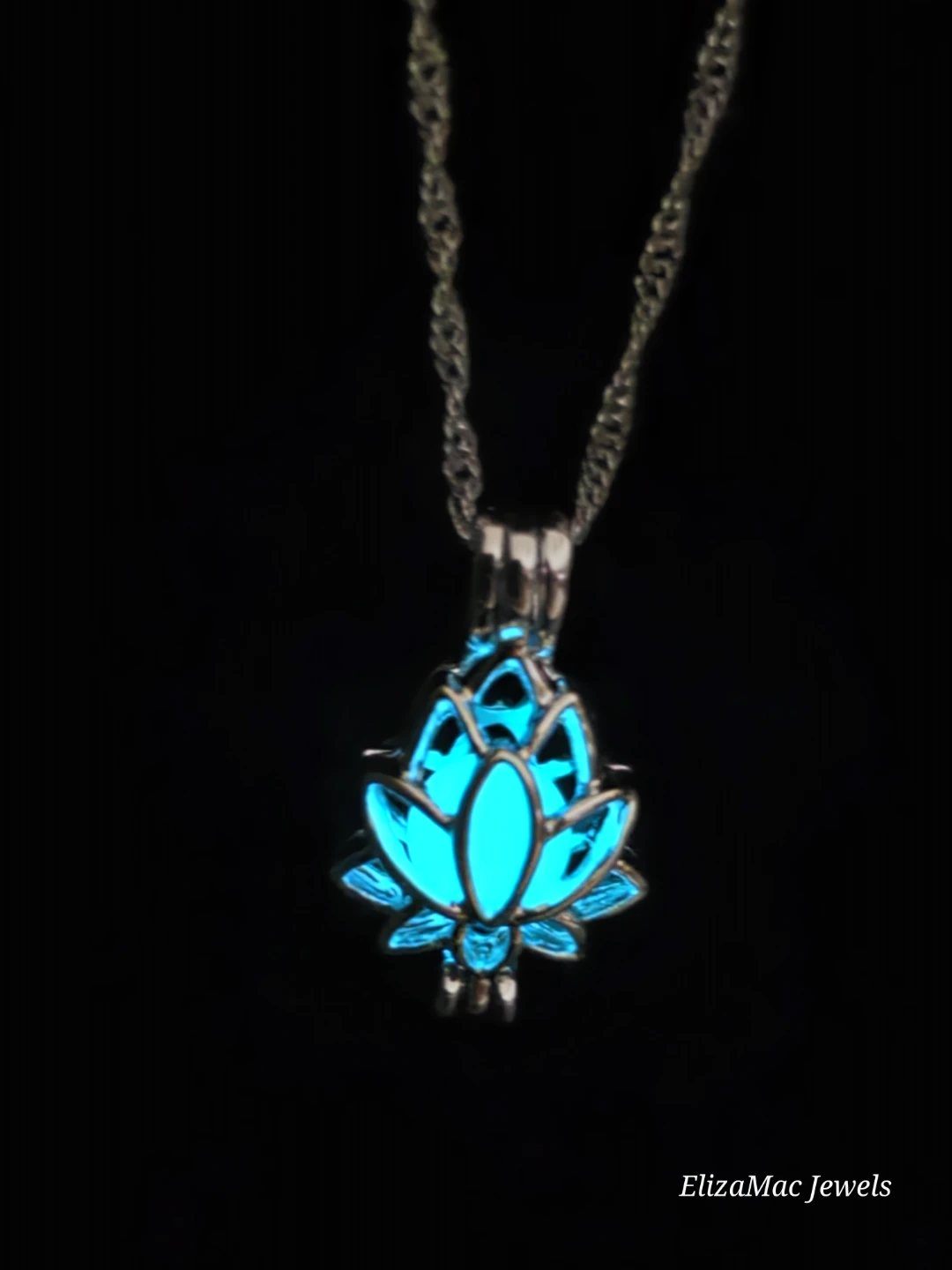 ElizaMac Jewels Light Blue  Glow-in-the-Dark Lotus Necklace - photo 2
