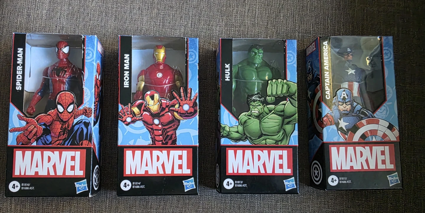 Spider-Man, Iron Man, Captain America, and Hulk