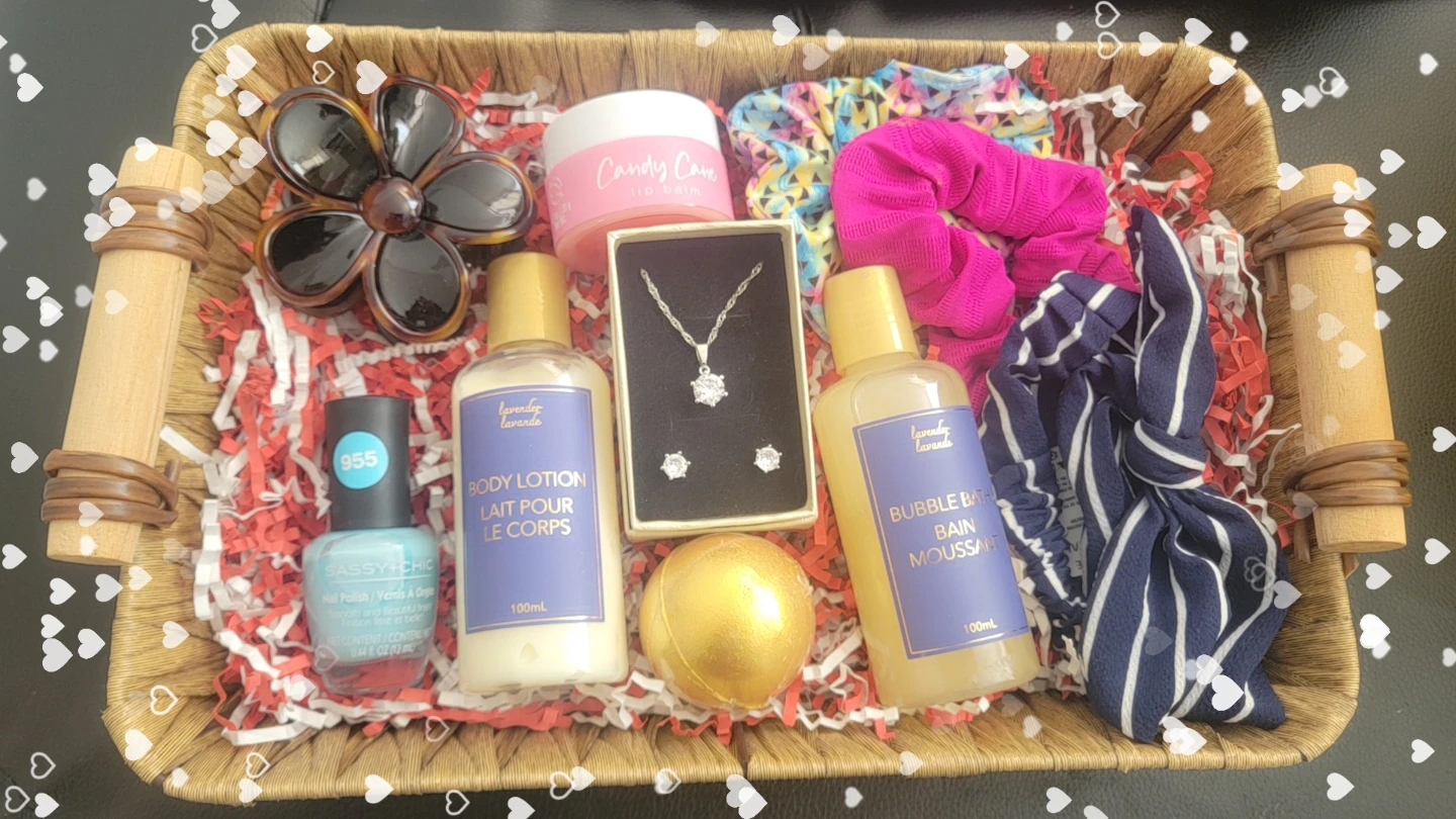 Self-Care Gift Basket with Jewelry and Bath Items