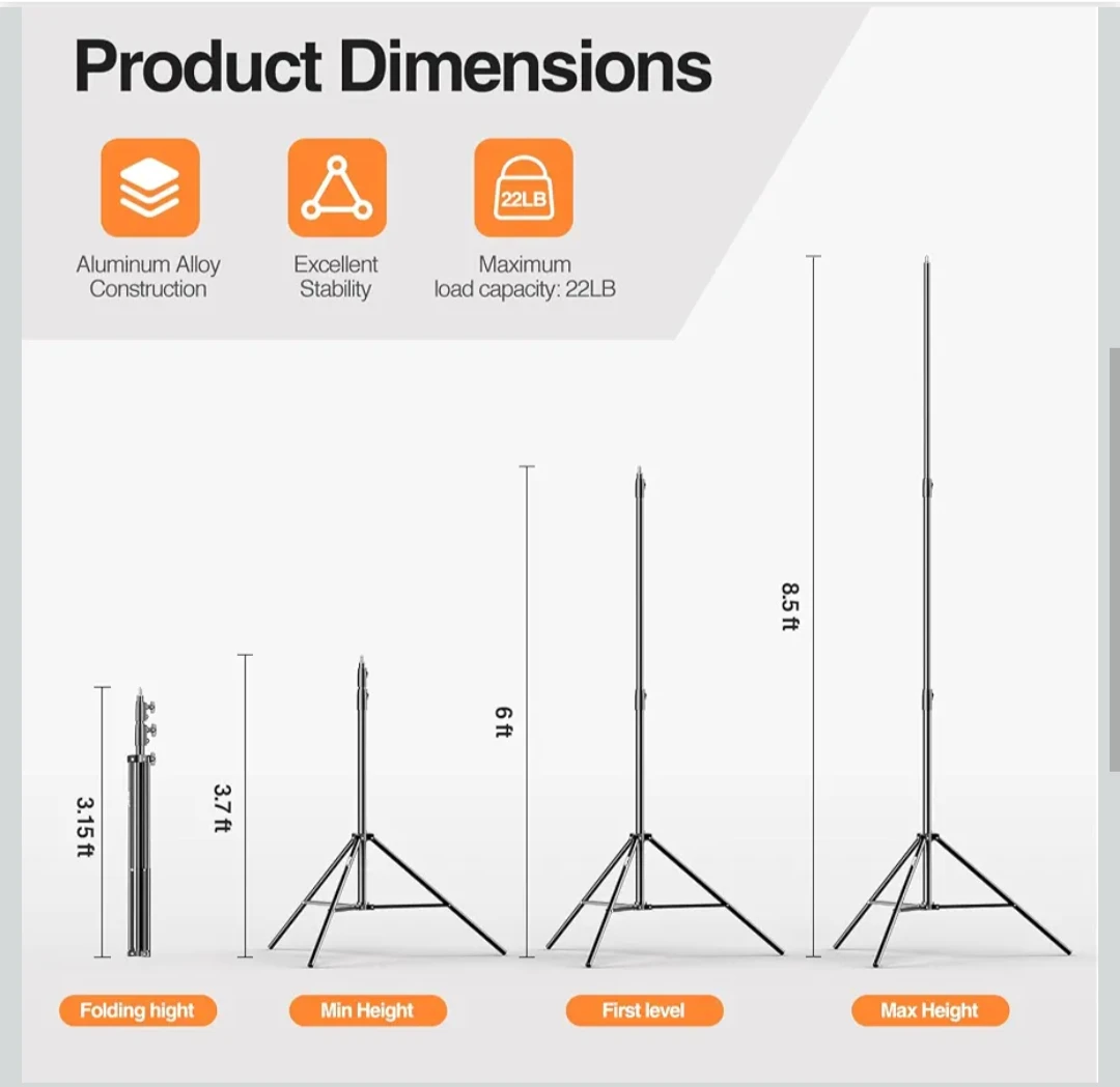 Emart 8.5ft Spring Cushioned Photography Light Stand Tripod - photo 5