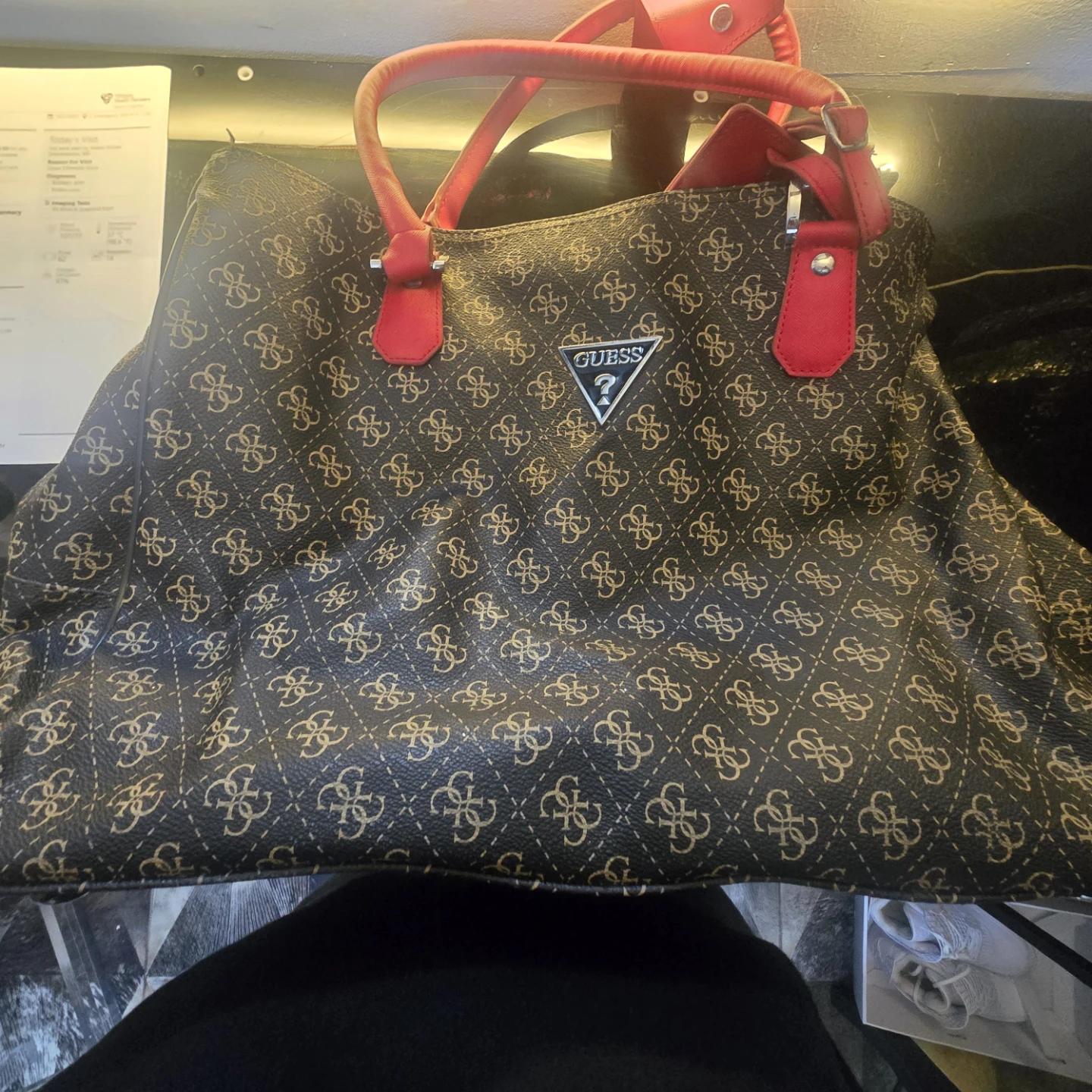 XL Guess handbag in brown and red - photo 2