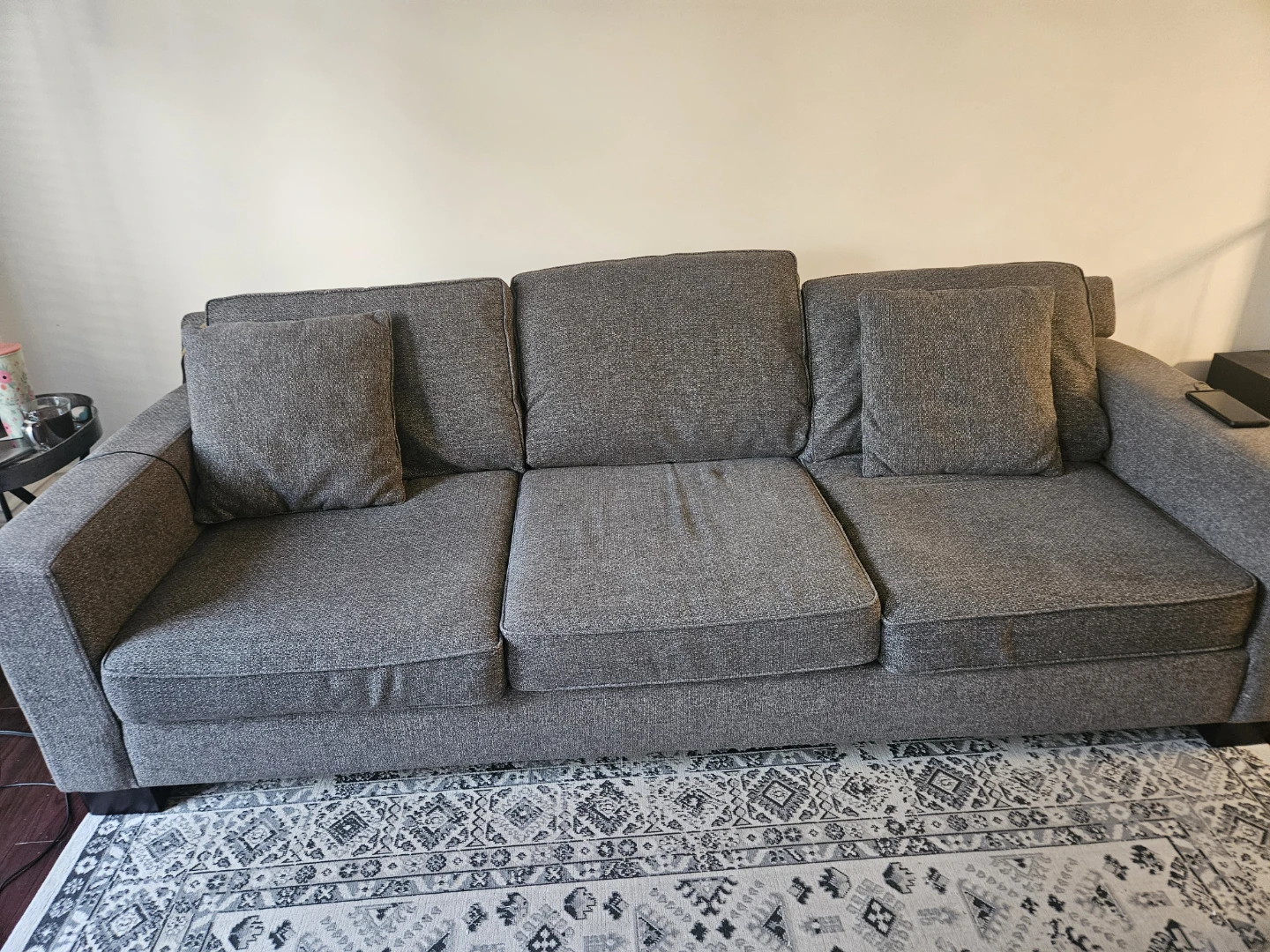 Urban barn Grey Three-Seater Fabric Sofa