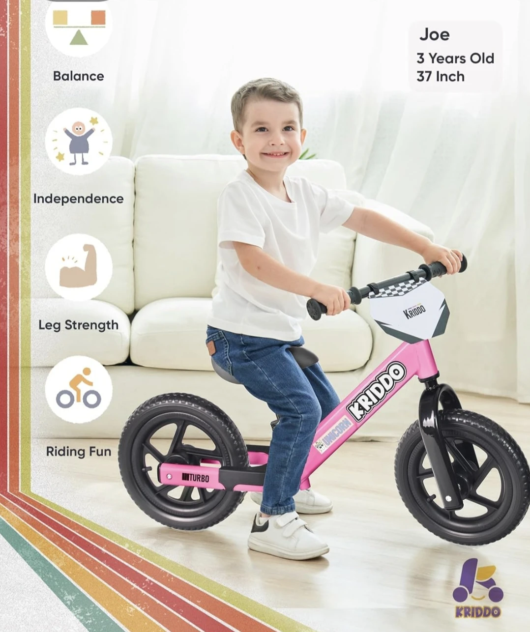 Kriddo Pink Balance Bike for Kids - photo 2