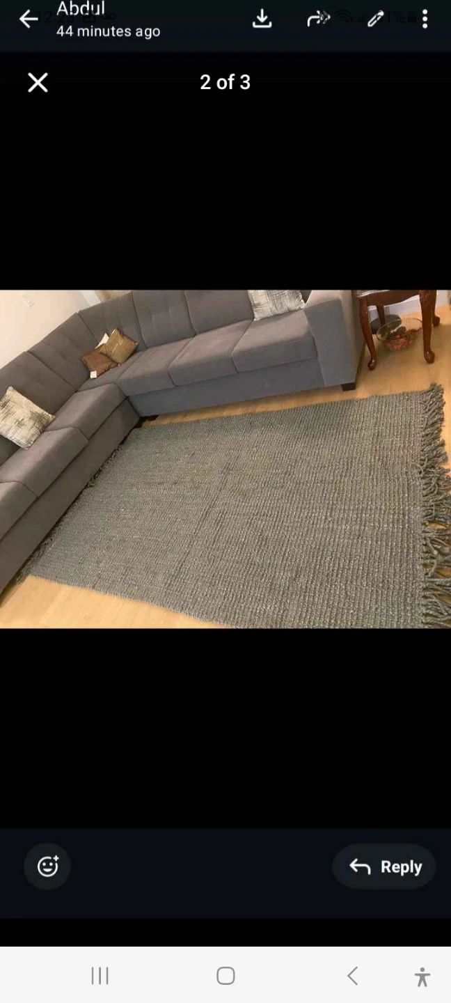 Grey Woven Area Rug 5ft by 8ft