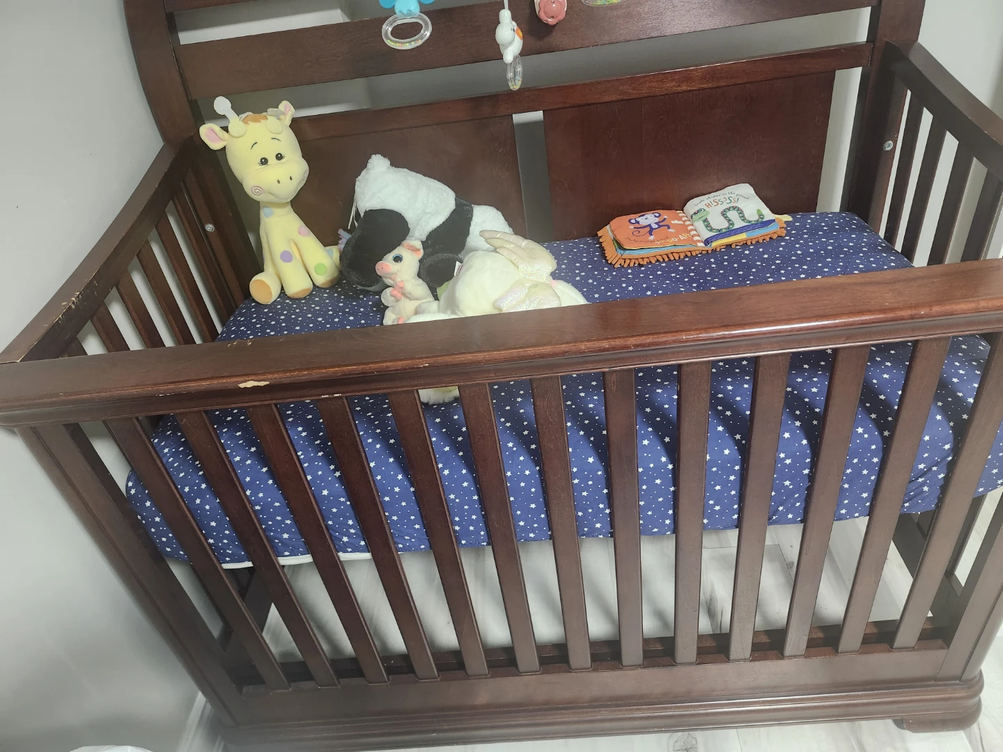 Dark Wood Baby Crib and organic cotton mattress - photo 5
